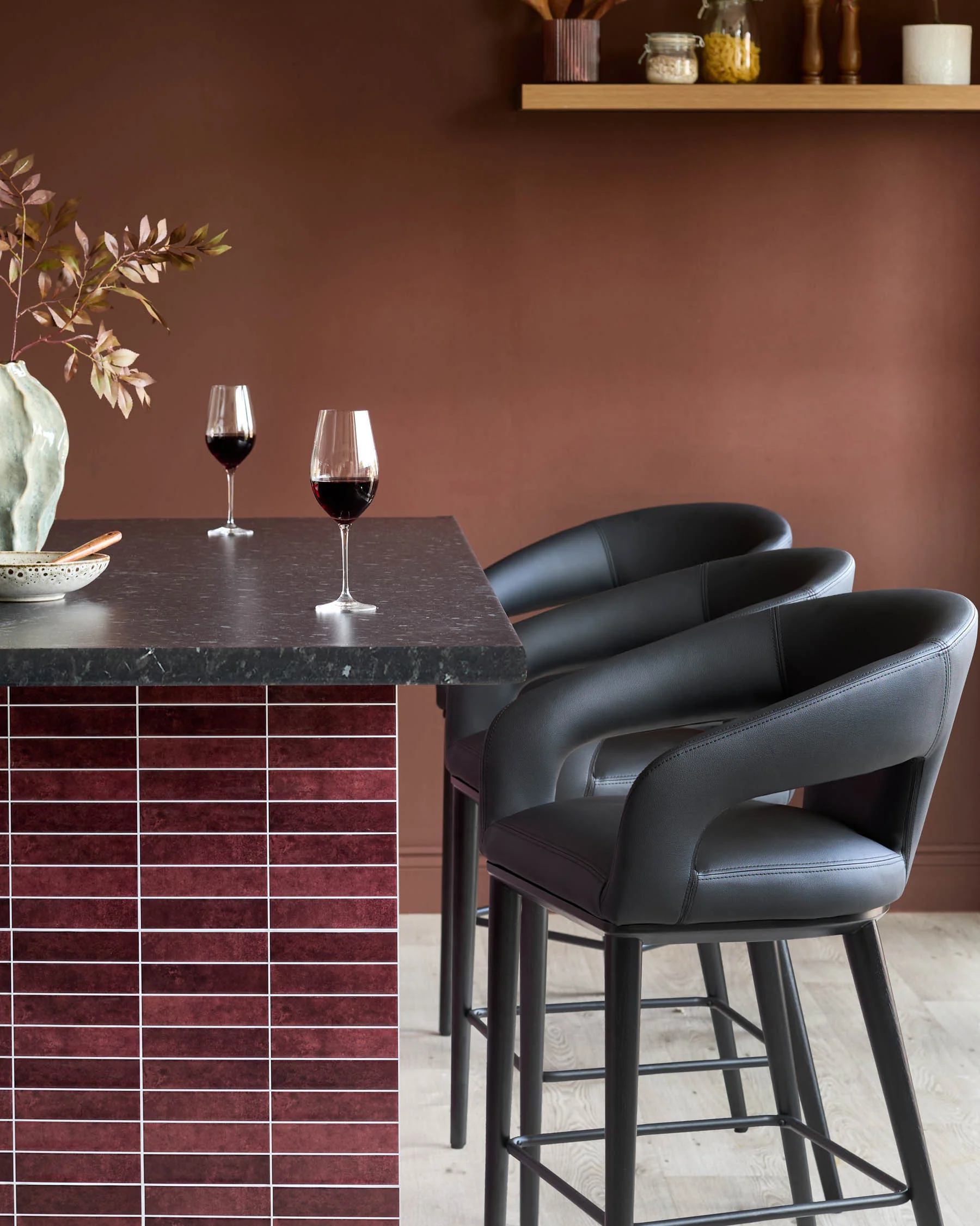 Heath black faux leather bar stool - Image 3