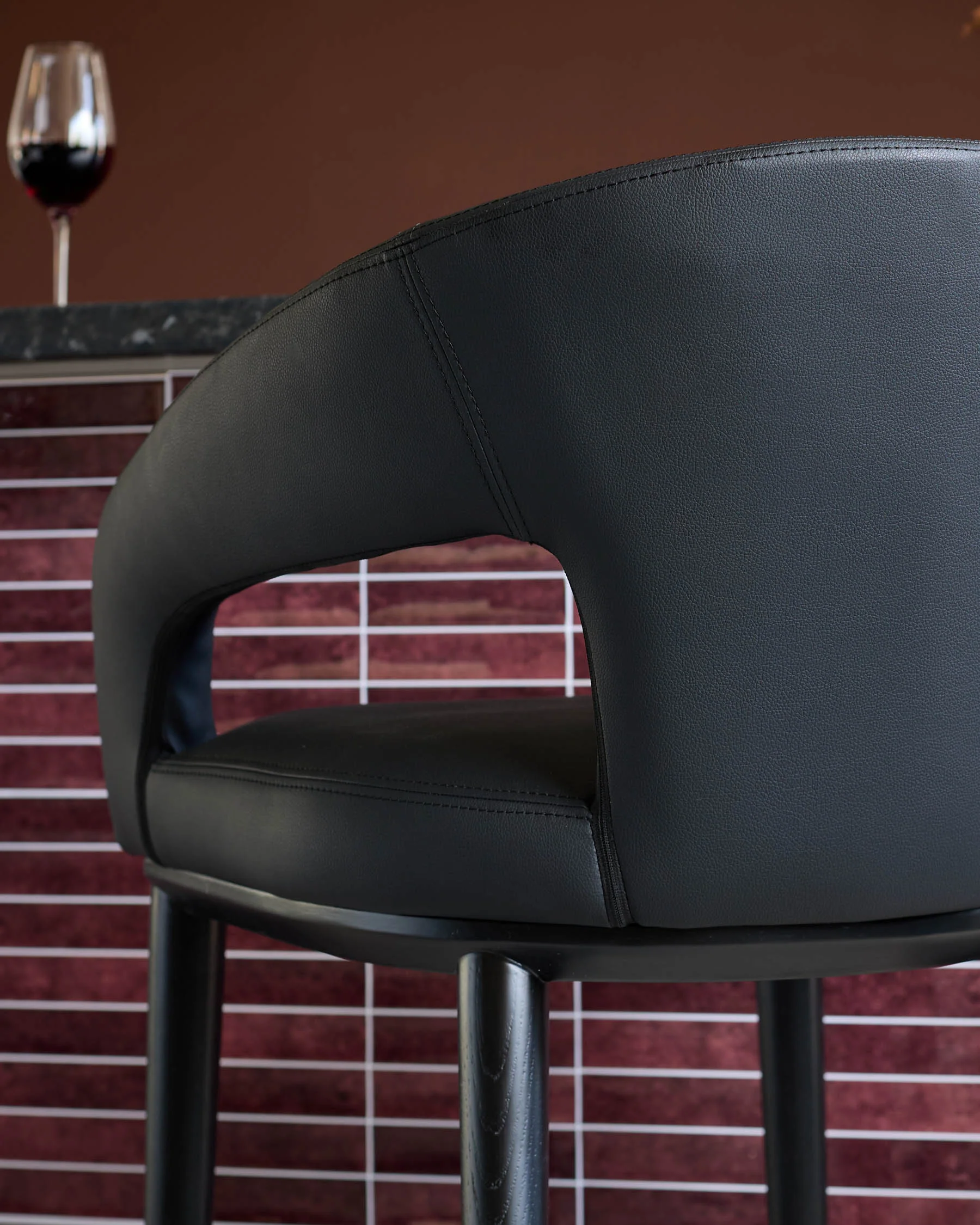 Heath black faux leather bar stool - Image 8