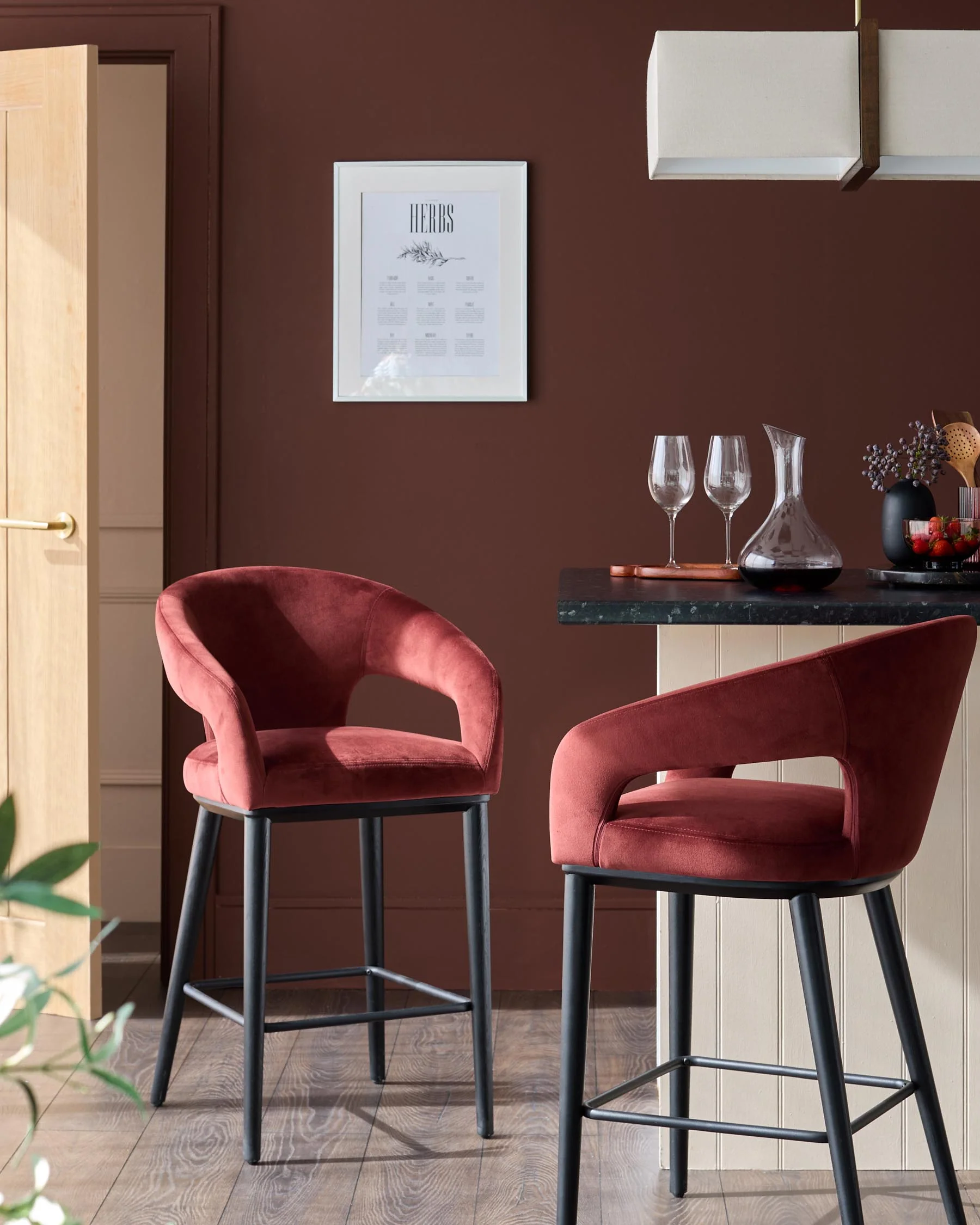 Heath toffee red velvet bar stool - Image 2
