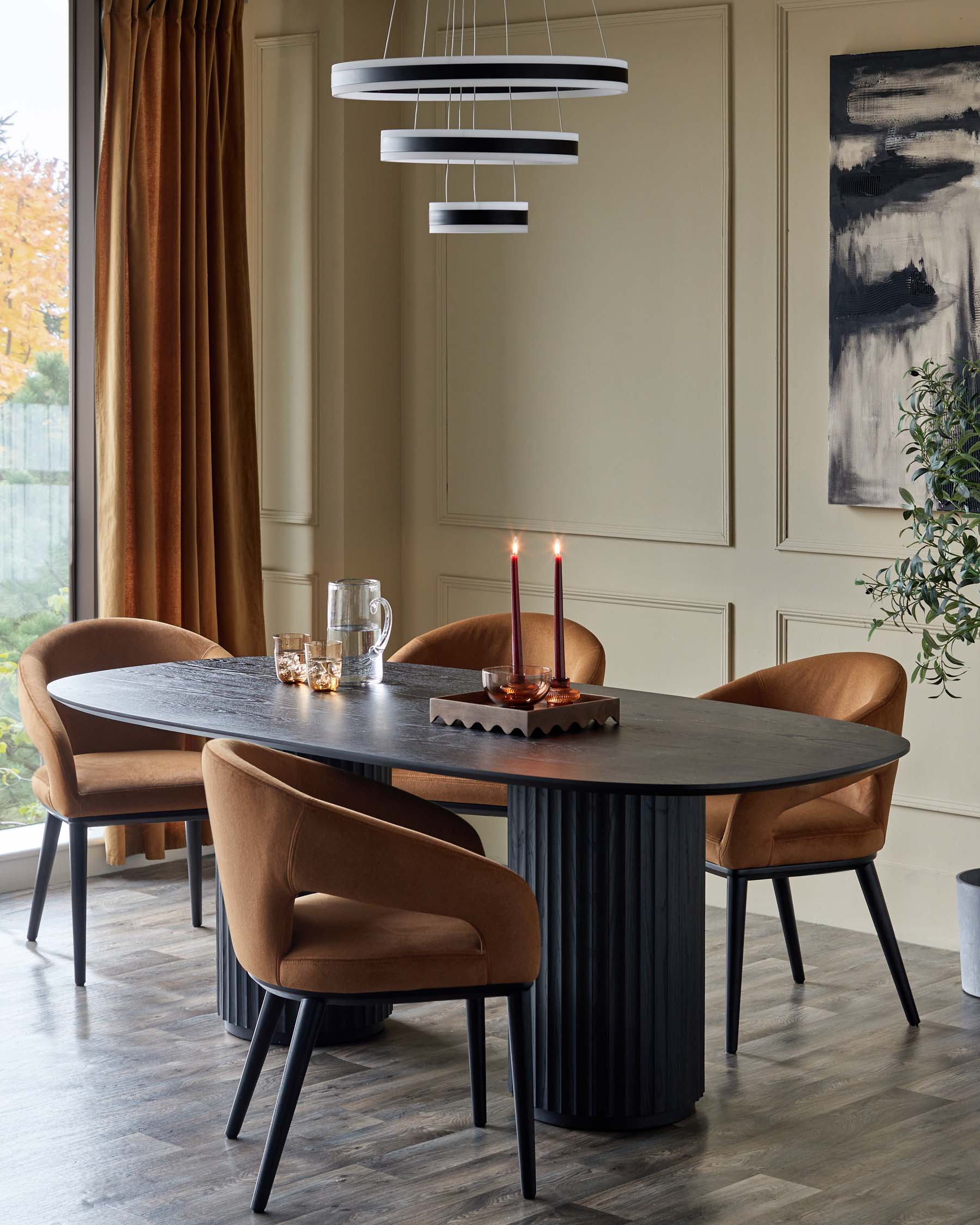 Heath caramel plush fabric dining chair - Image 3