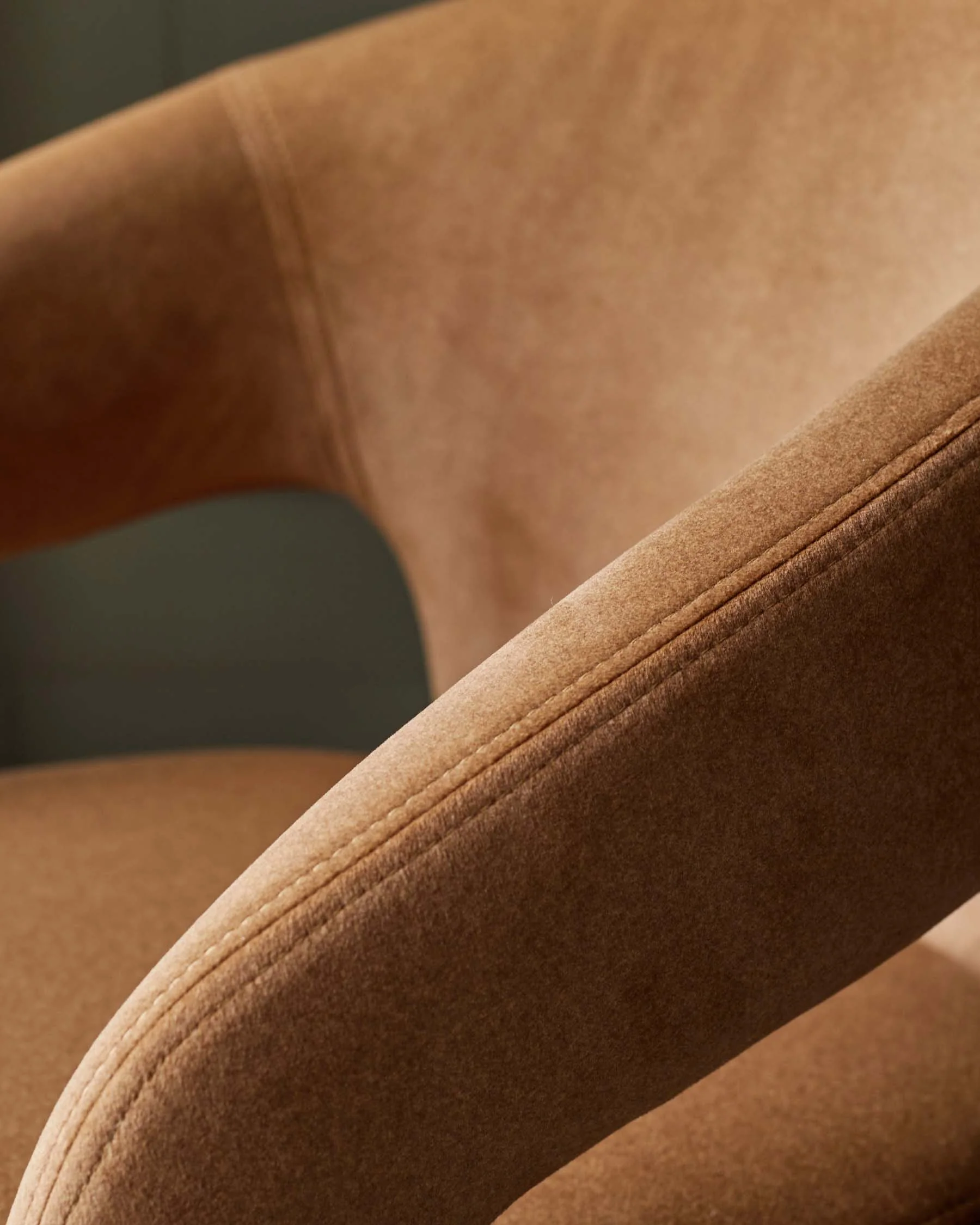 Heath caramel plush fabric dining chair - Image 6