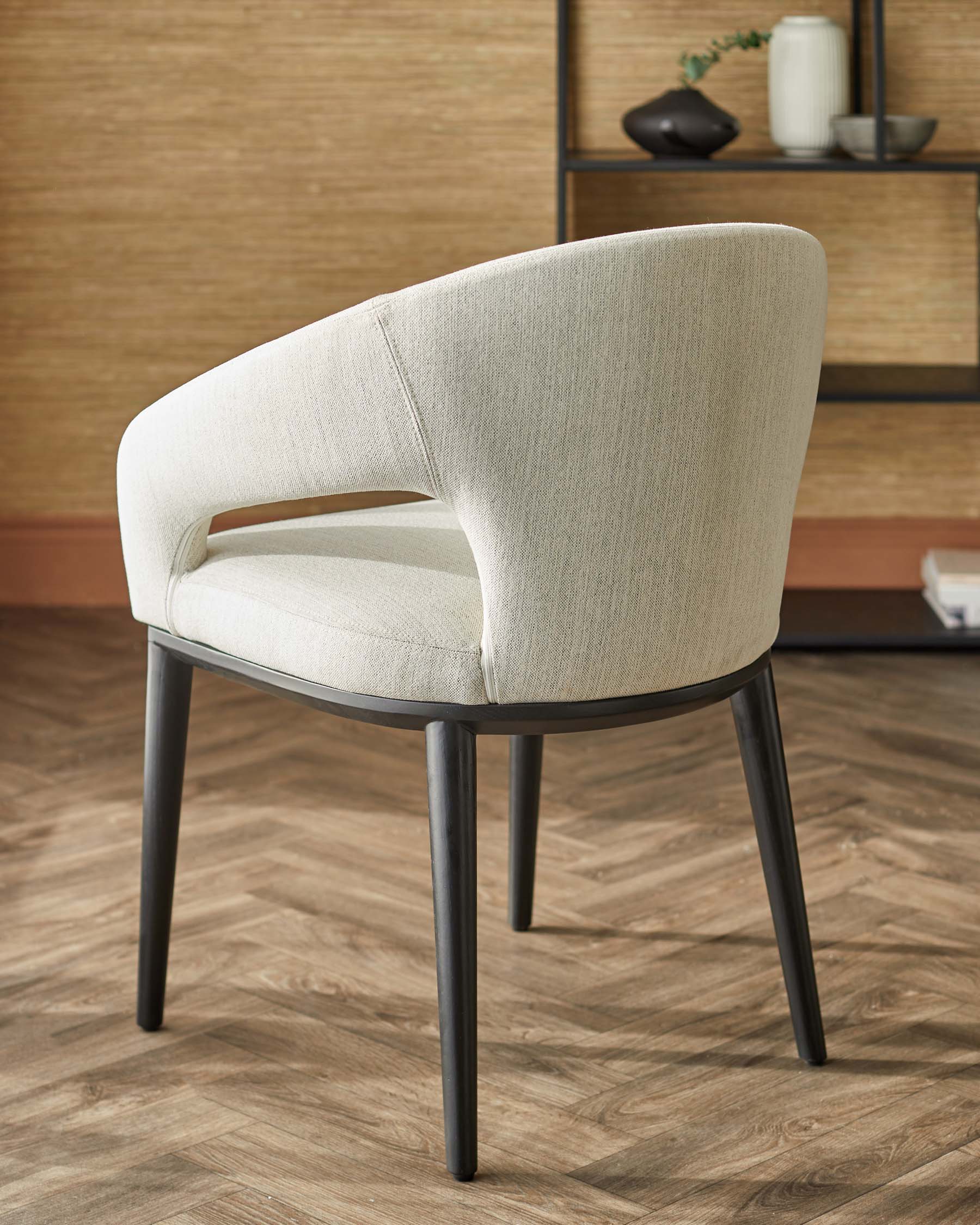 Heath ivory dual tone fabric dining chair - Image 5