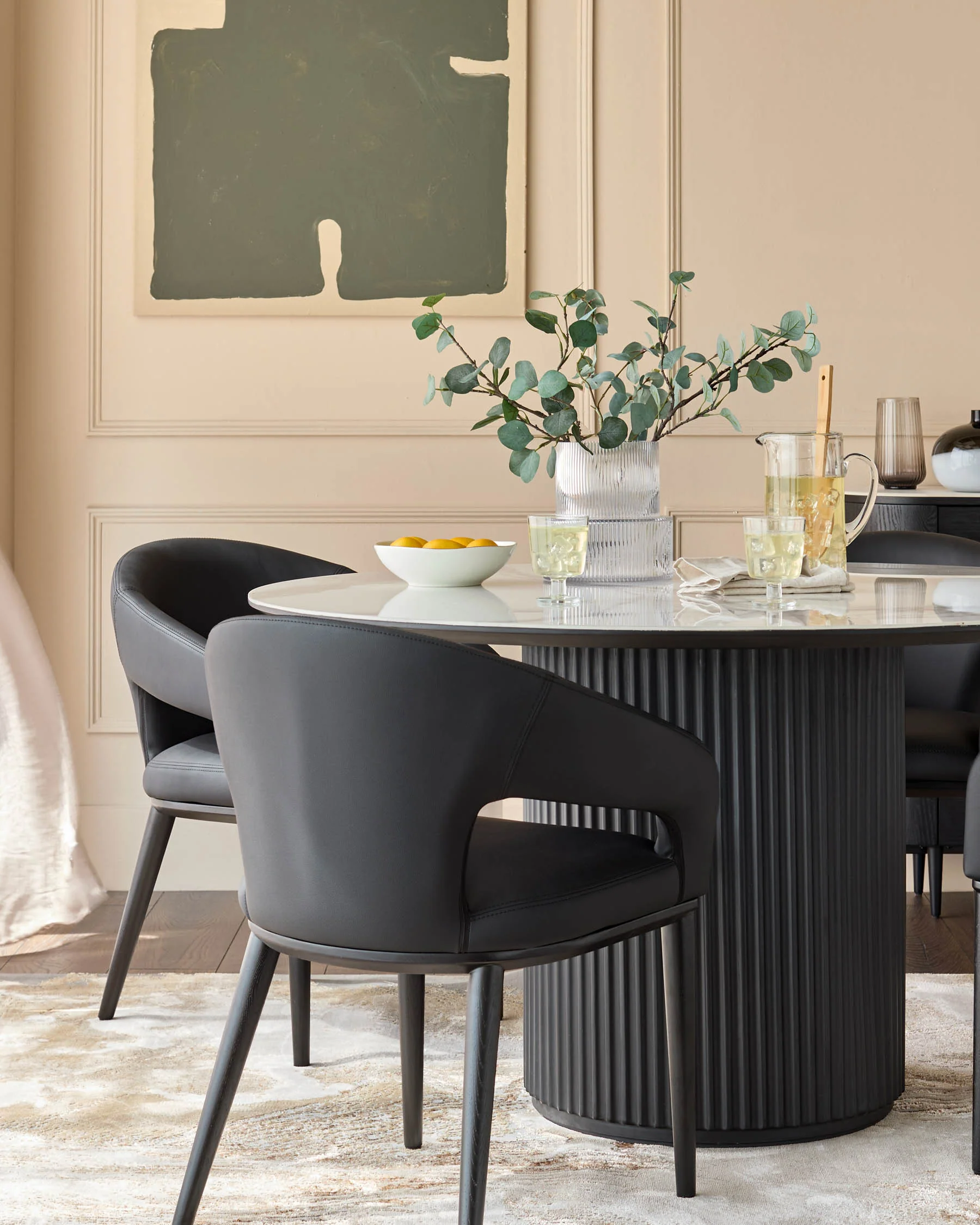 Heath black faux leather dining chair - Image 2