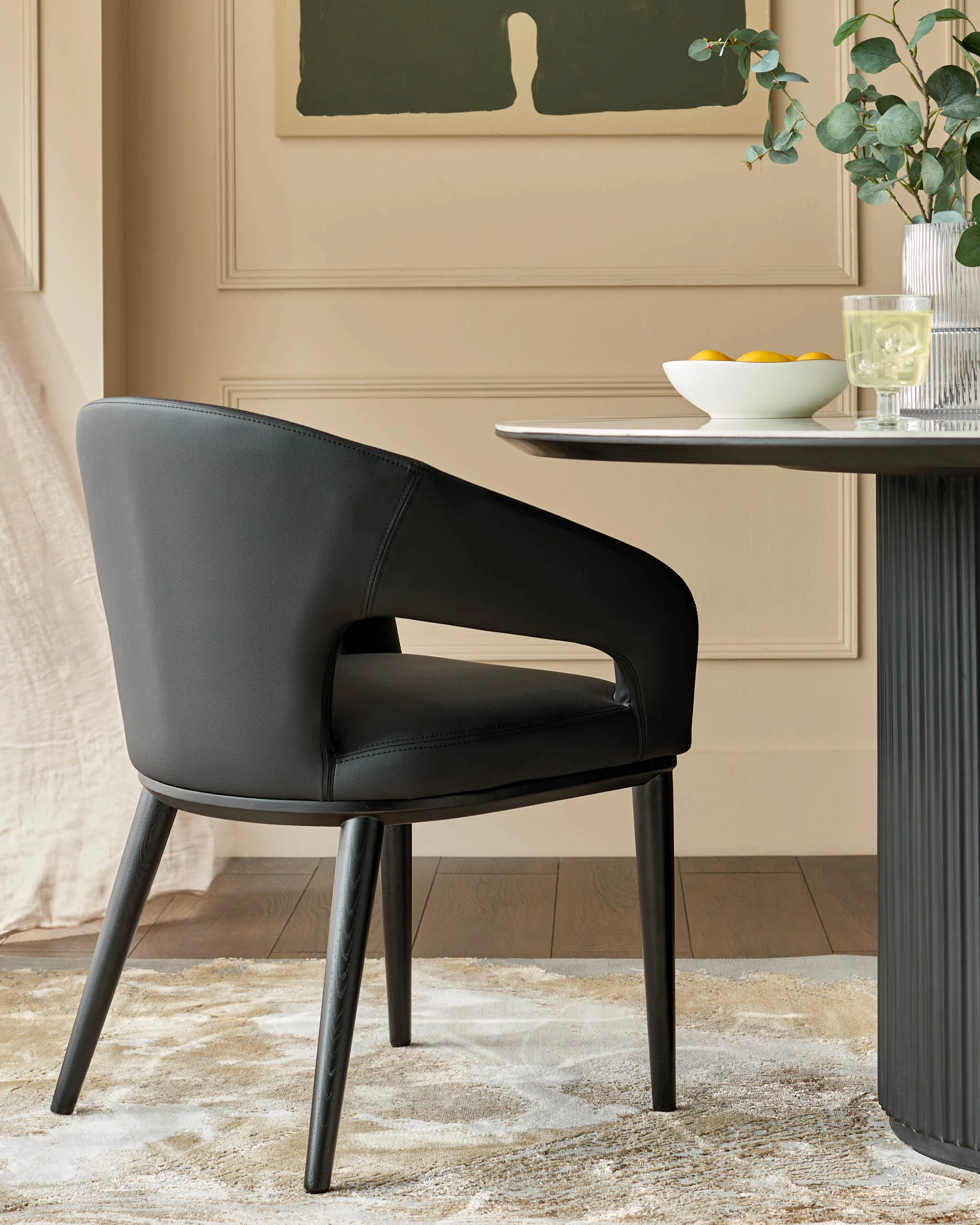 Heath black faux leather dining chair - Image 4
