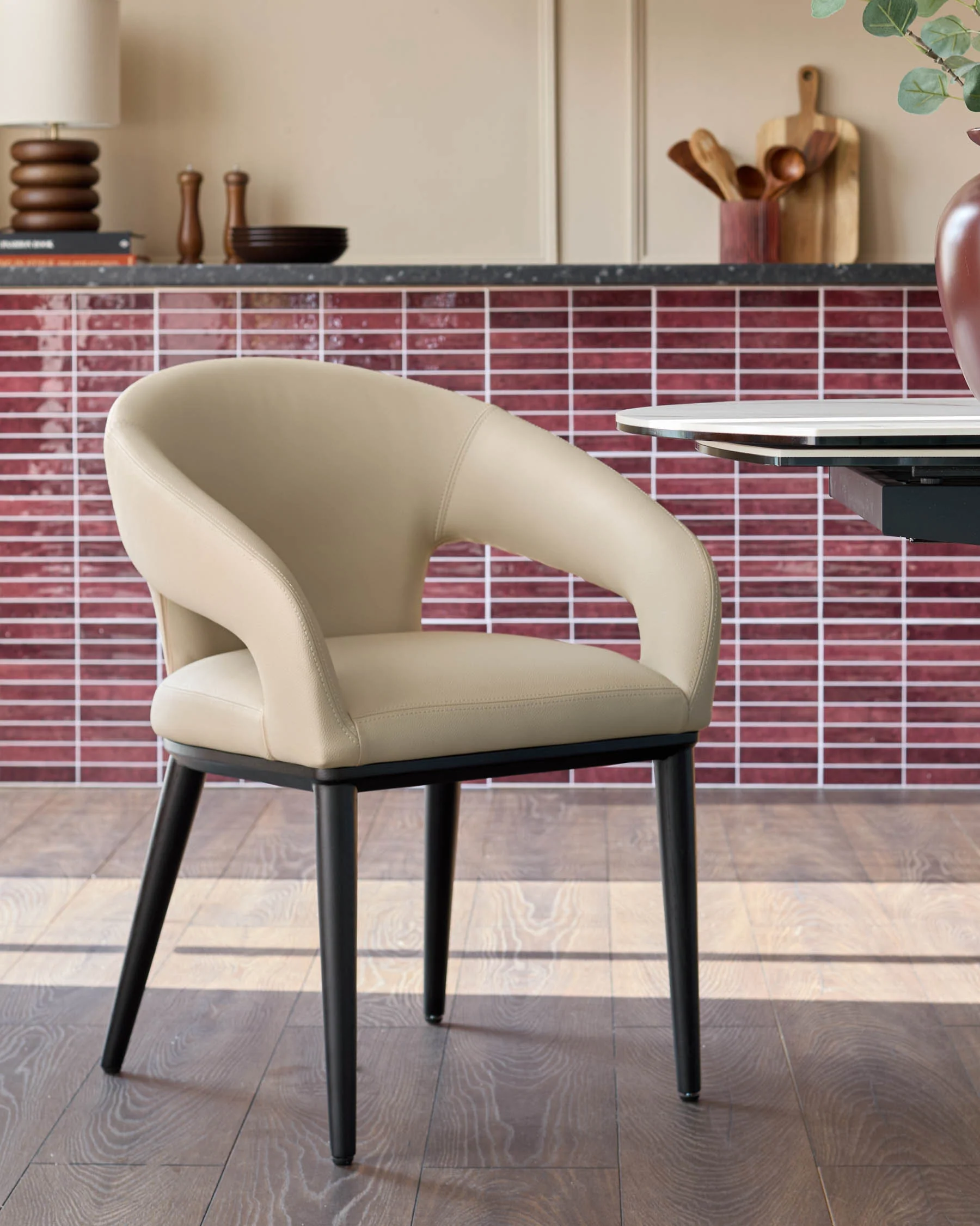 Heath natural faux leather dining chair
