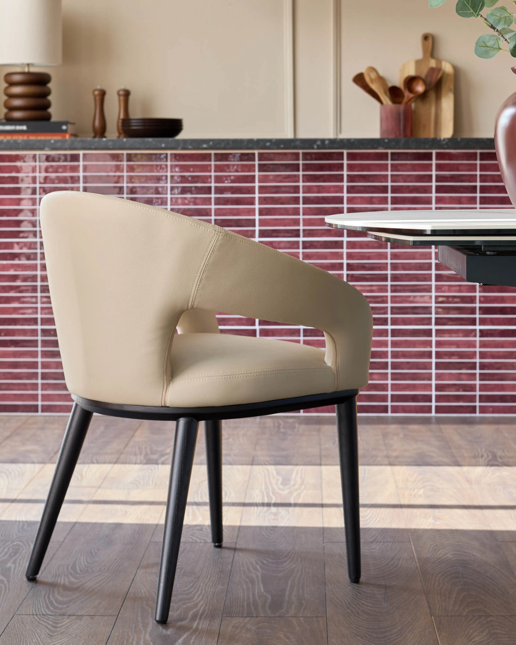 Heath natural faux leather dining chair - Image 3