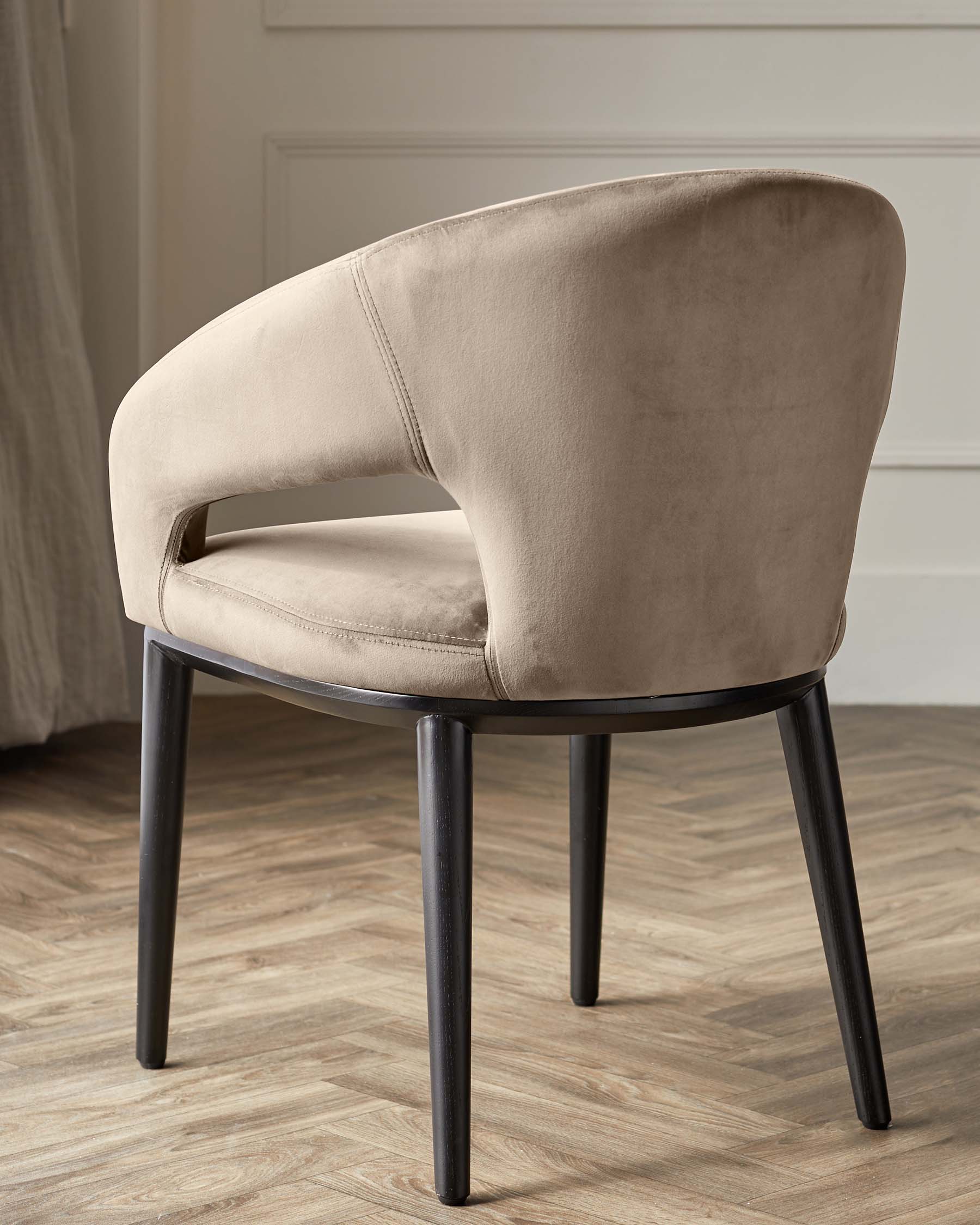 Heath Champagne Velvet Black Wood Dining Chair - Image 4