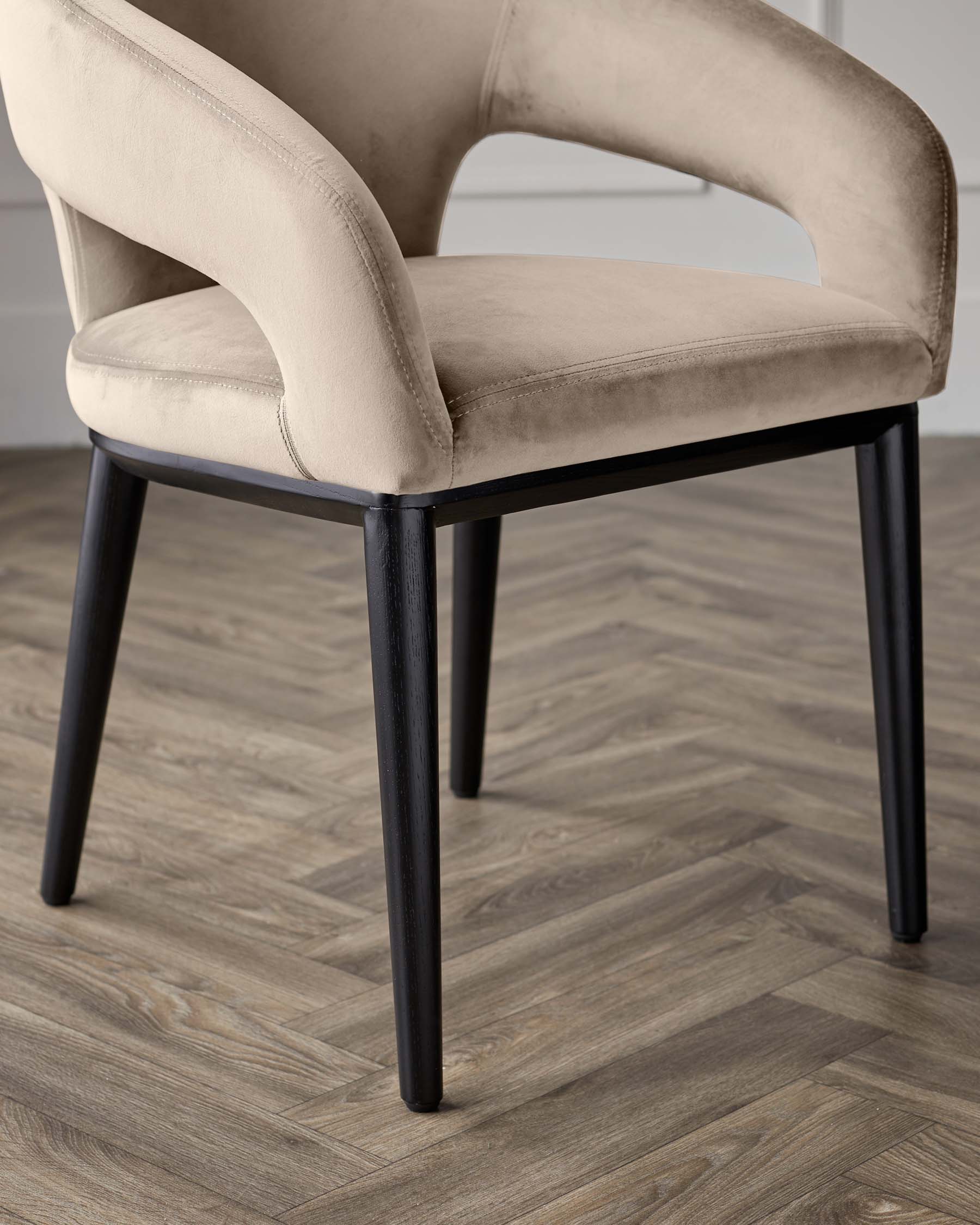 Heath Champagne Velvet Black Wood Dining Chair - Image 5