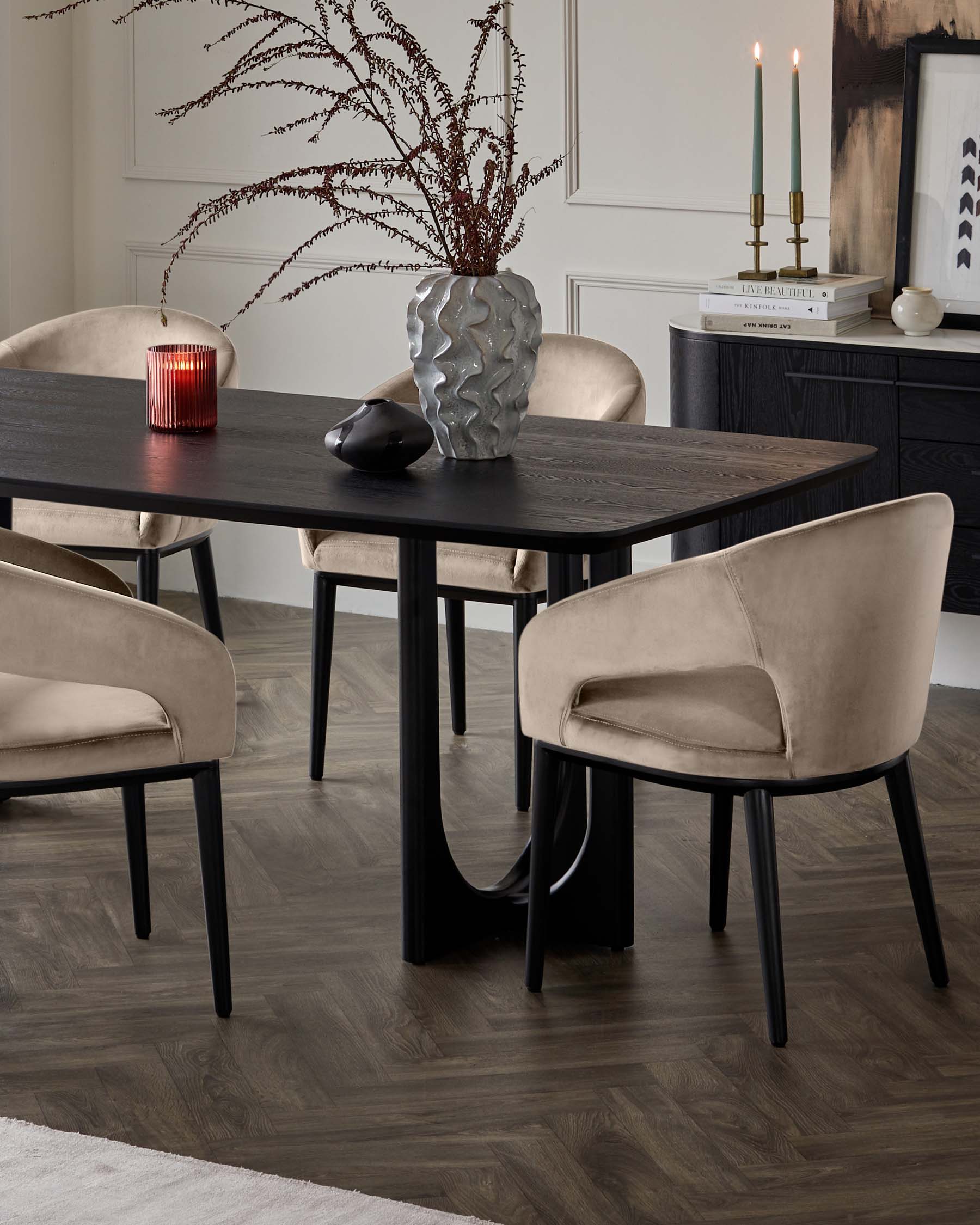 Heath Champagne Velvet Black Wood Dining Chair - Image 7