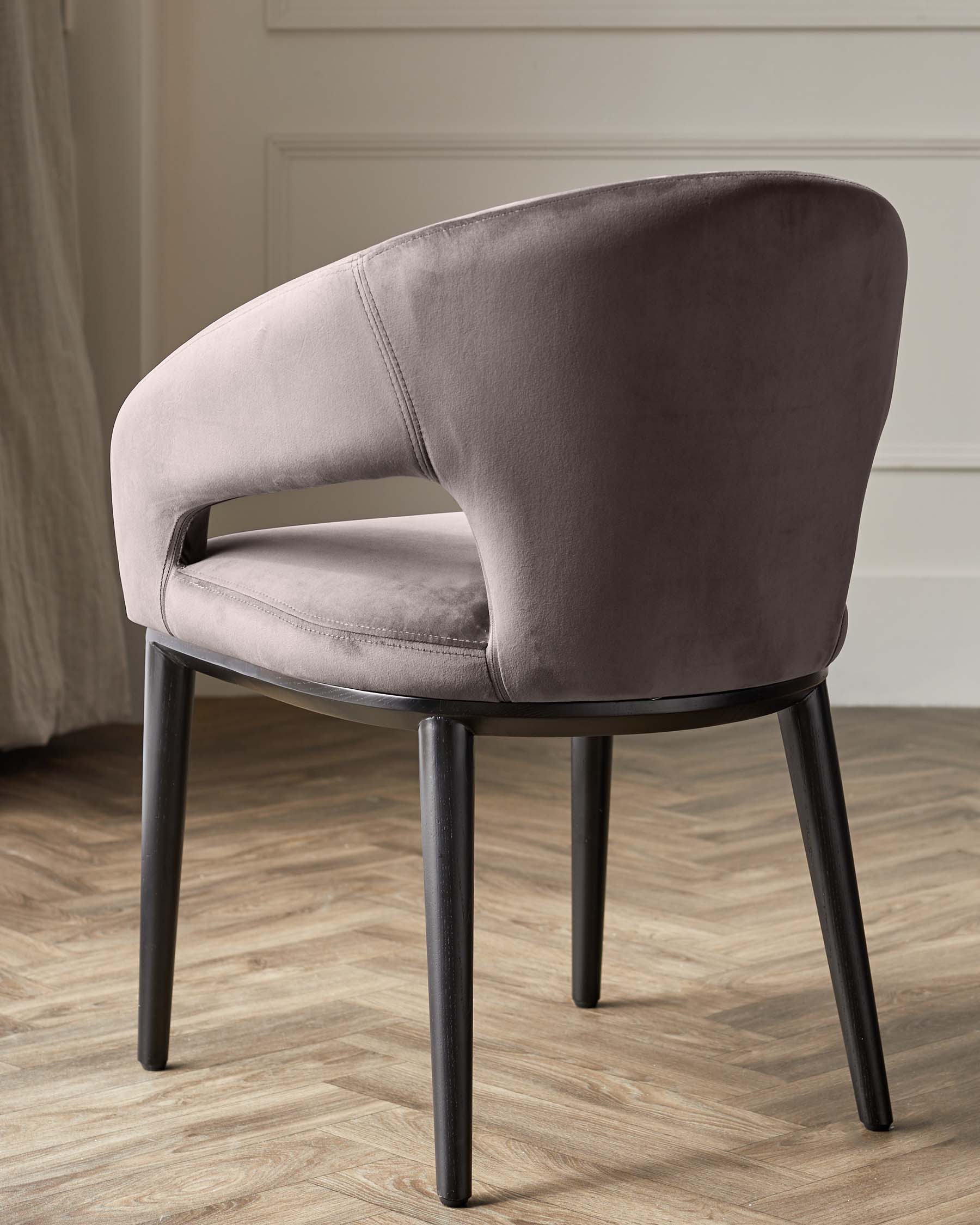 Heath Mocha Plush Velvet and Black Wood Dining Chair - Image 4