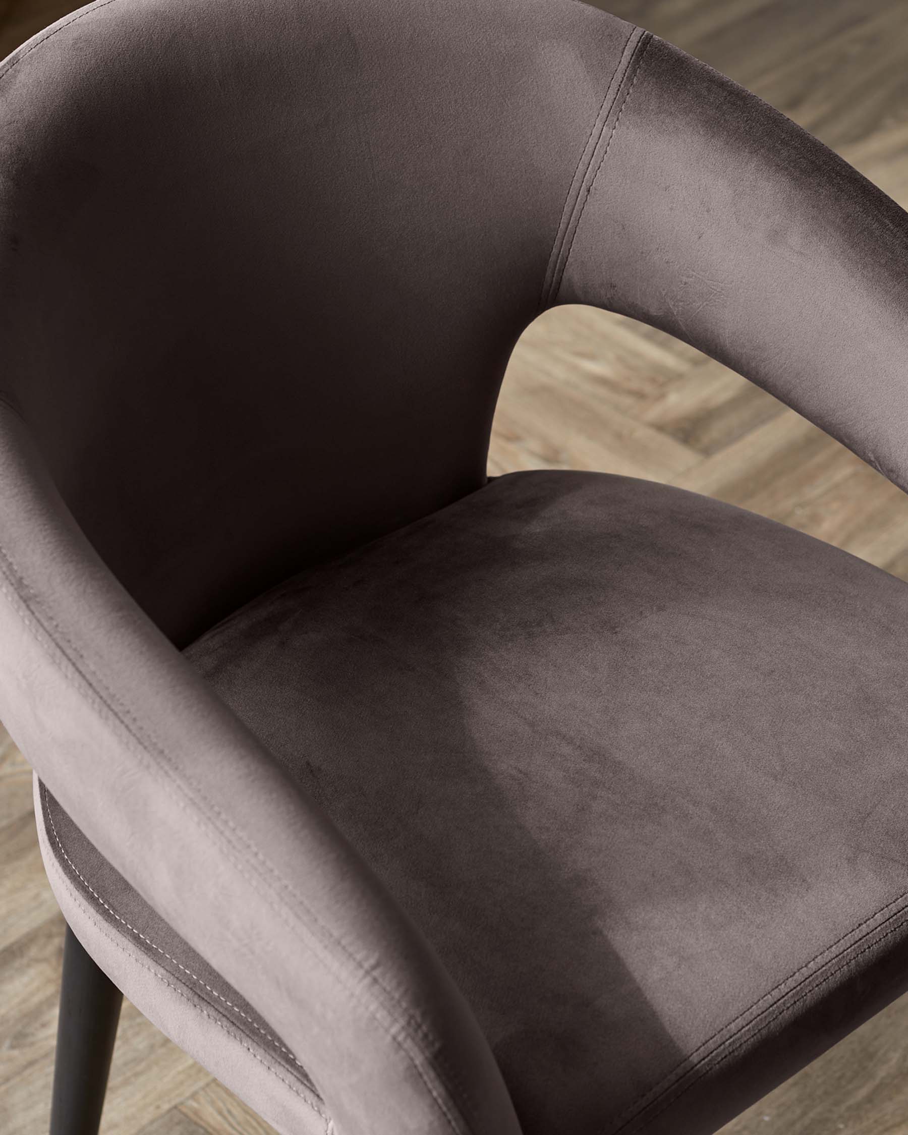 Heath Mocha Plush Velvet and Black Wood Dining Chair - Image 6