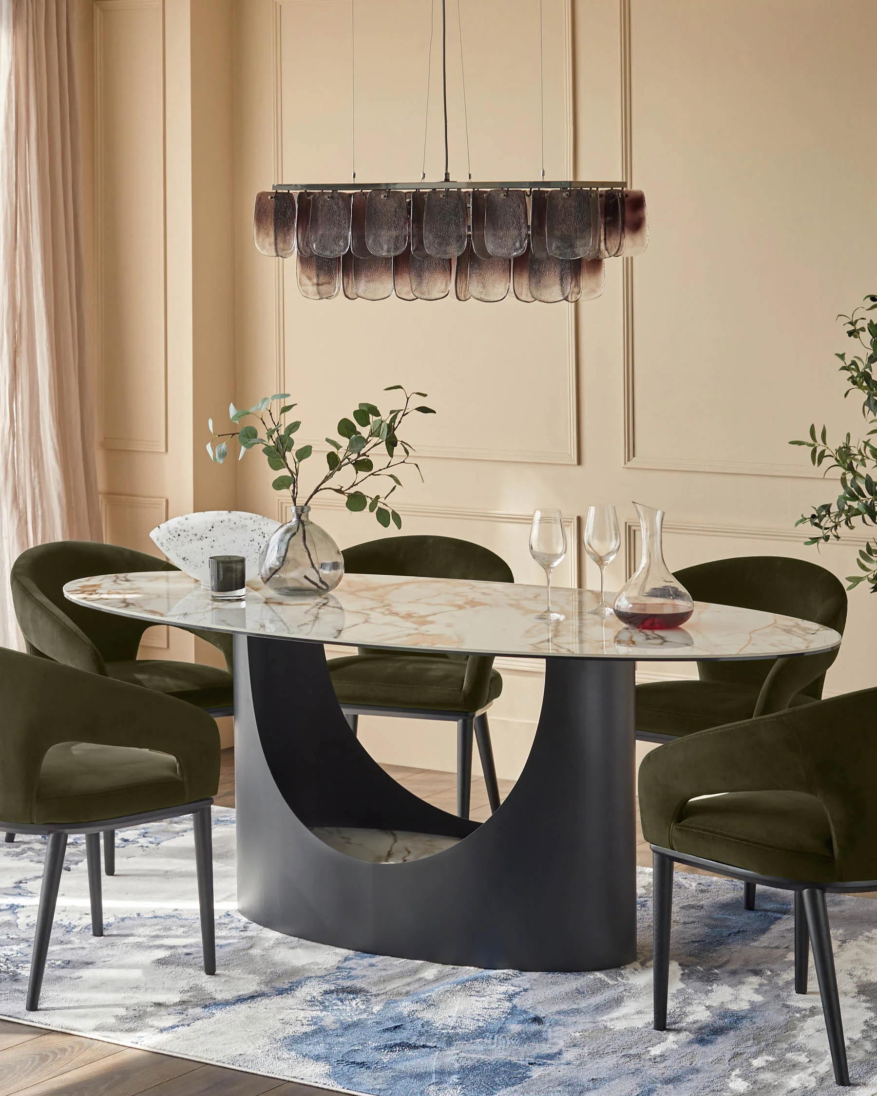 Heath olive green velvet dining chair - Image 2