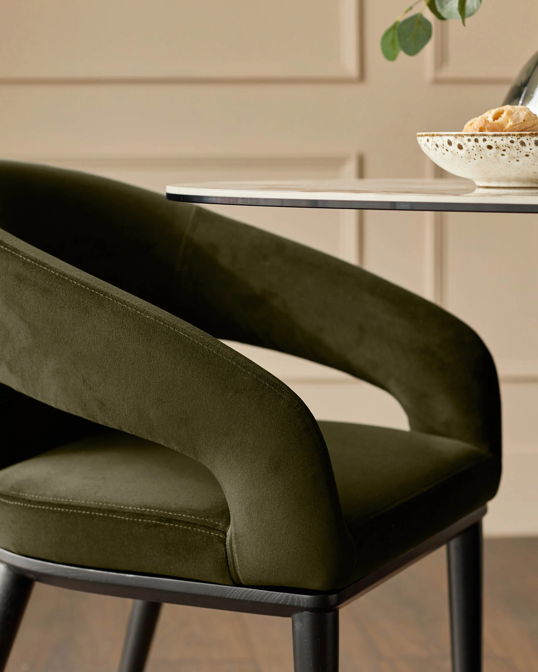 Heath olive green velvet dining chair - Image 5