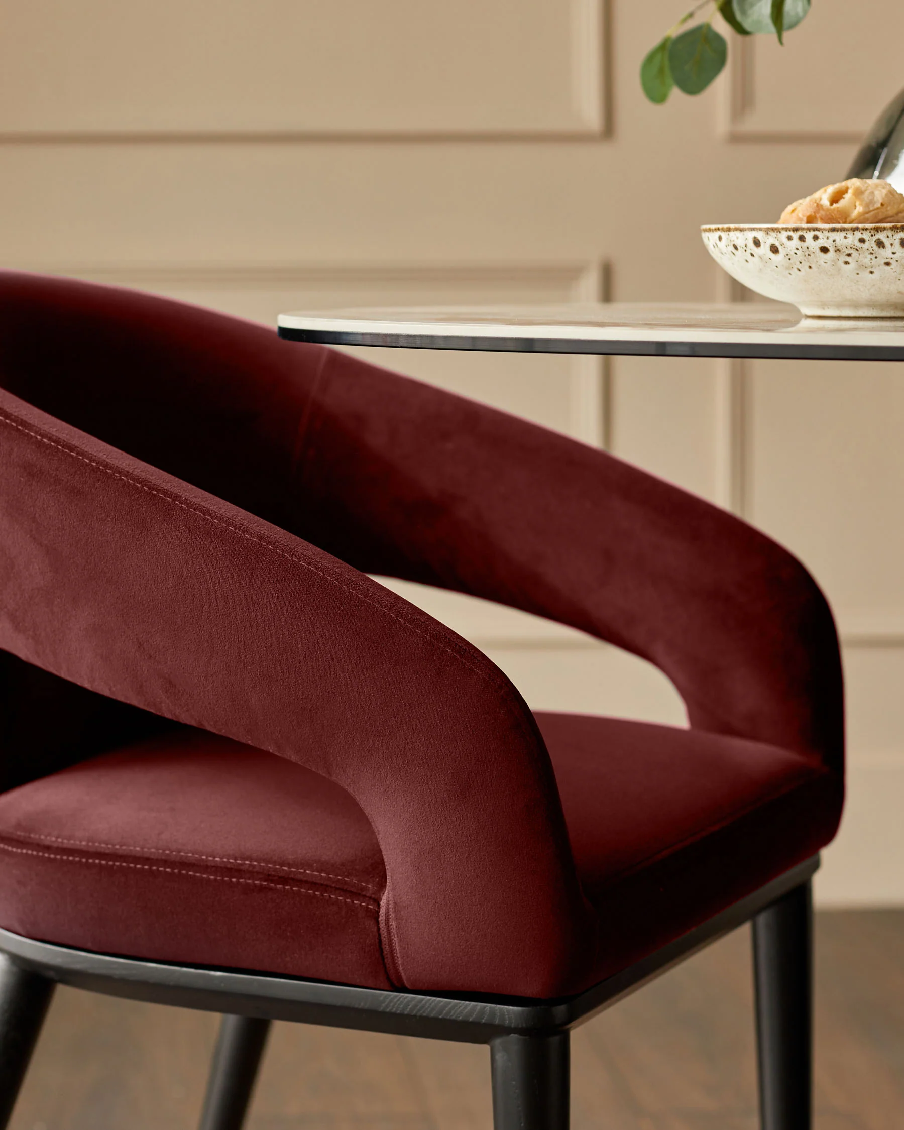 Heath toffee red velvet dining chair - Image 4