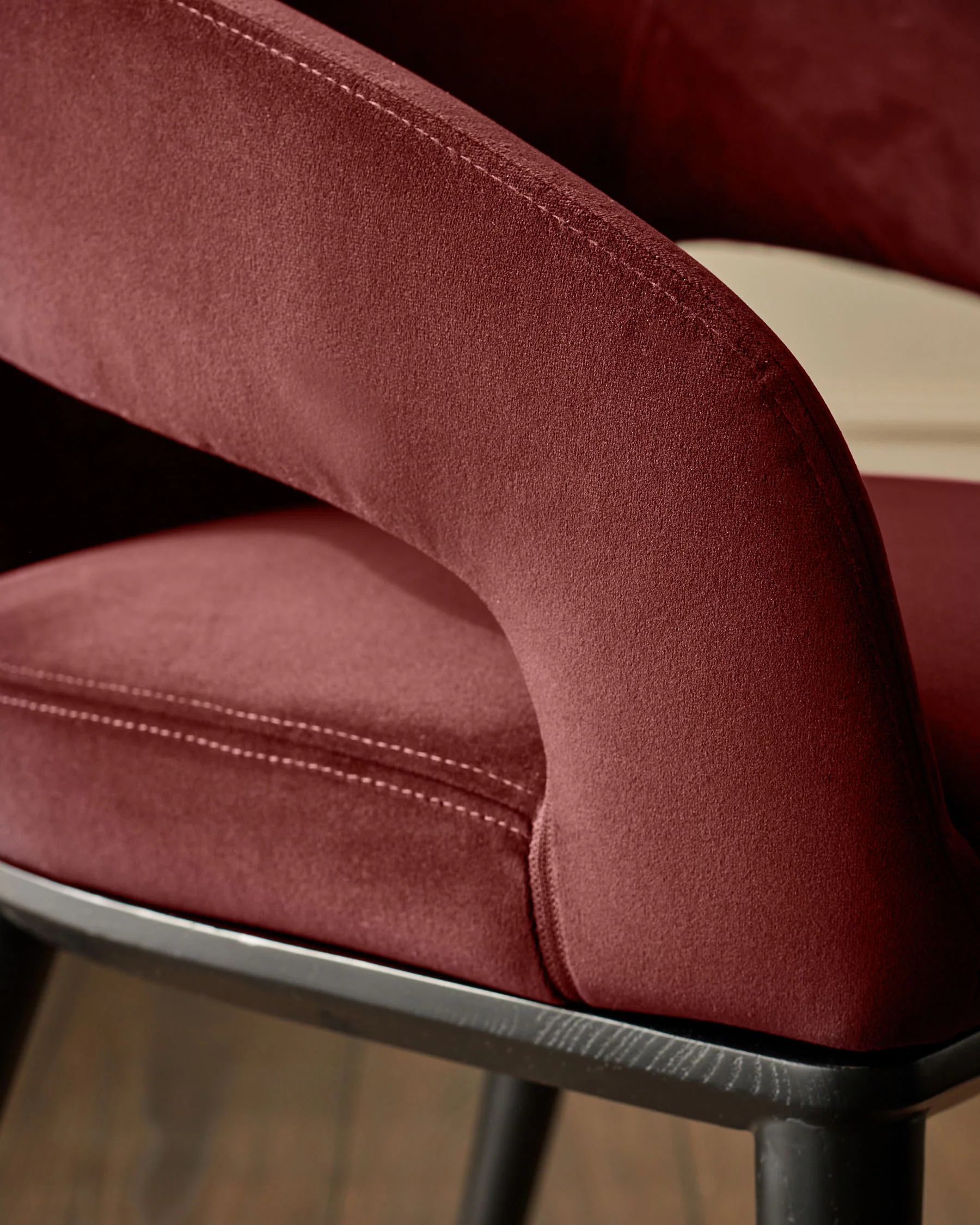 Heath toffee red velvet dining chair - Image 7