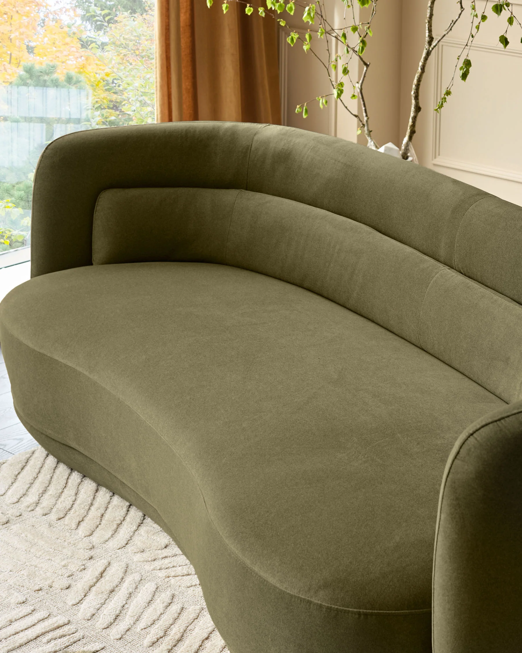 Henry olive green velvet 3 seater sofa - Image 3