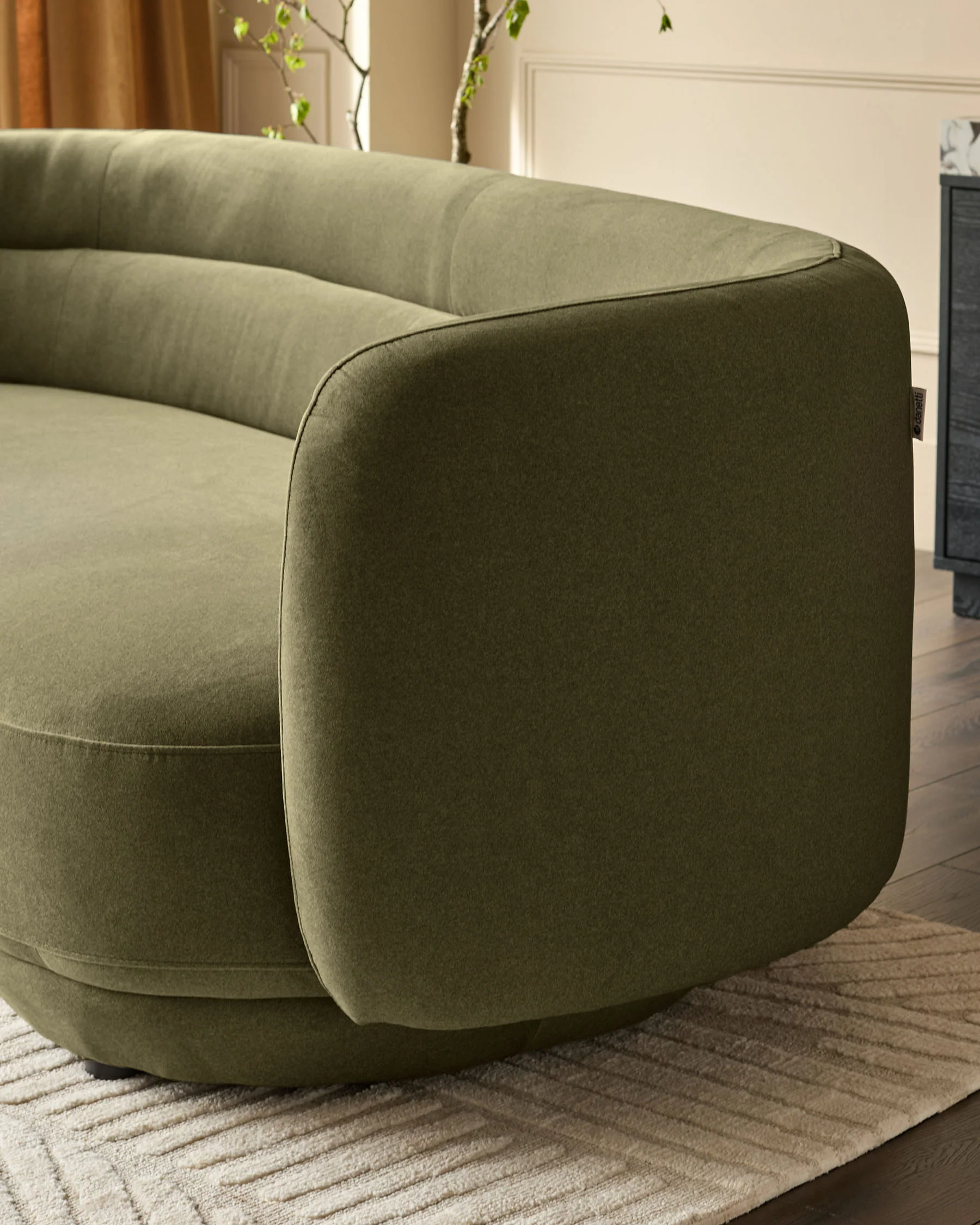 Henry olive green velvet 3 seater sofa - Image 4