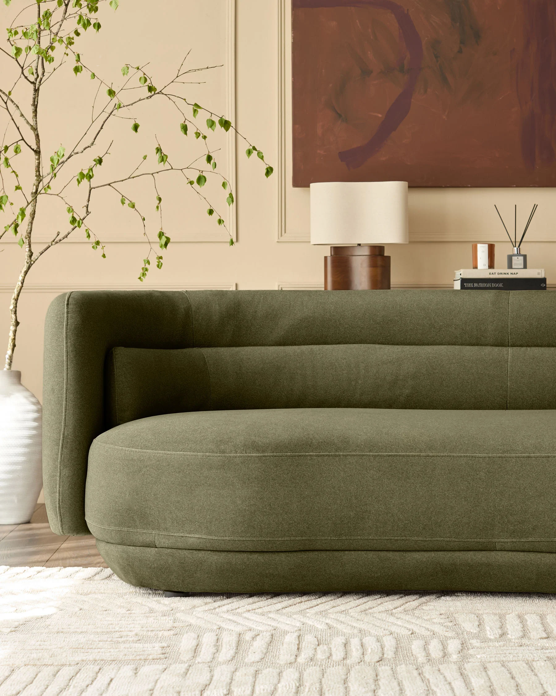 Henry olive green velvet 3 seater sofa - Image 6