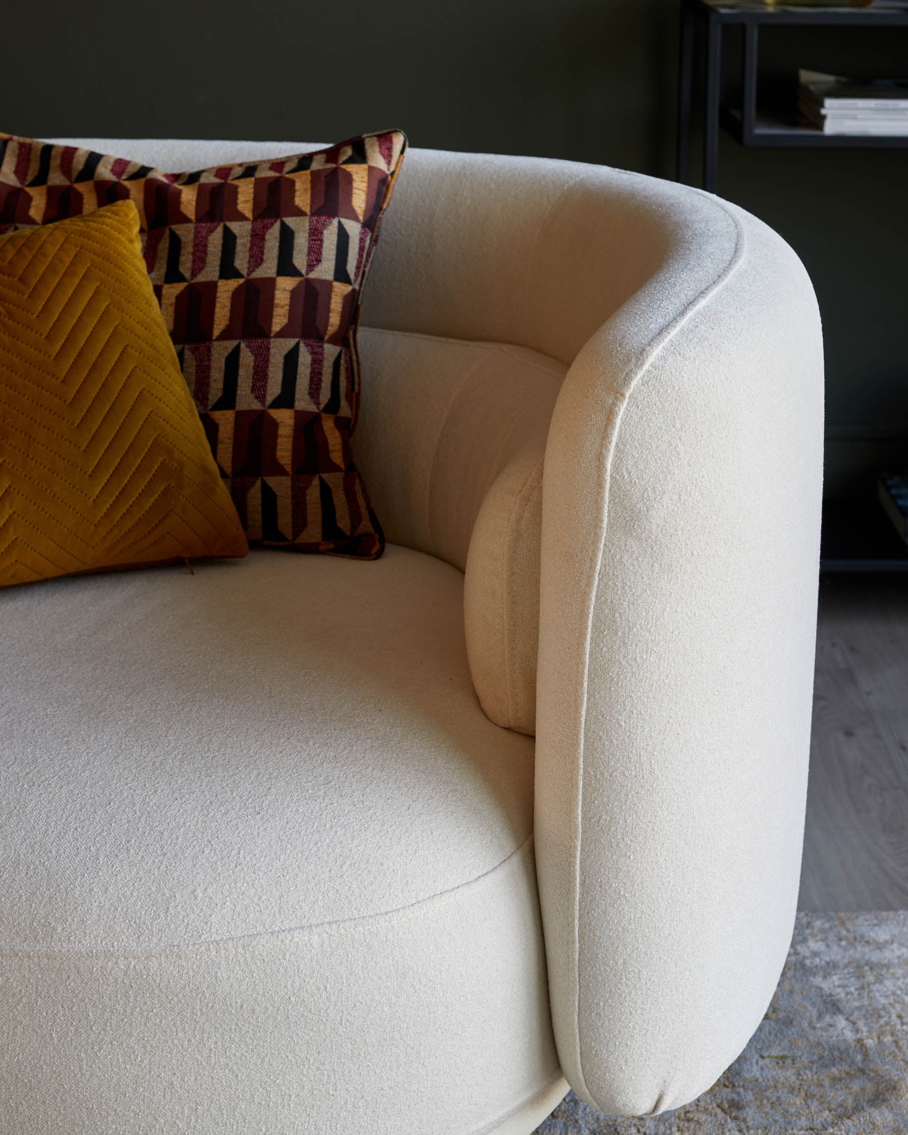 Henry Ivory Boucle Swivel Love Seat - Image 3