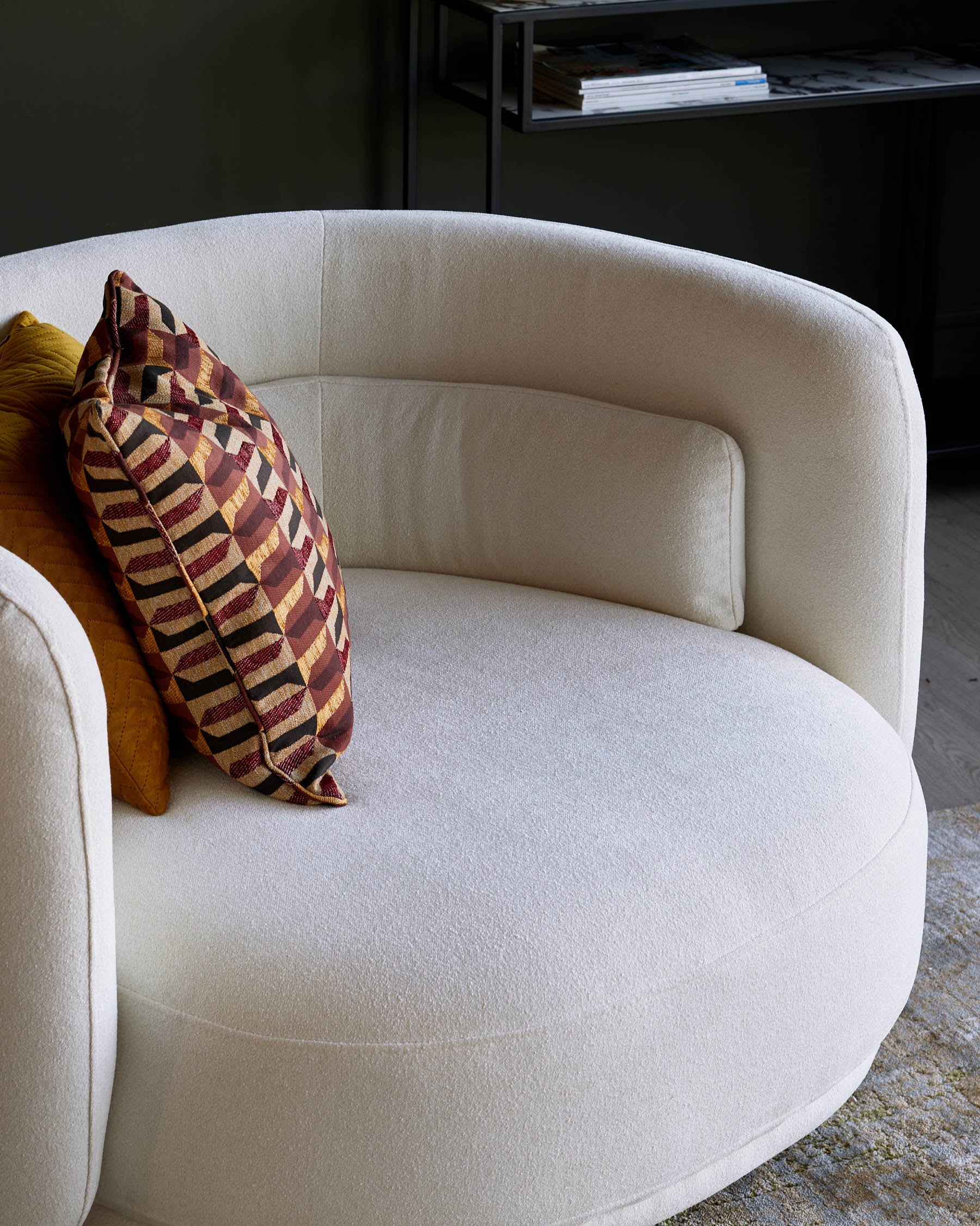 Henry Ivory Boucle Swivel Love Seat - Image 5