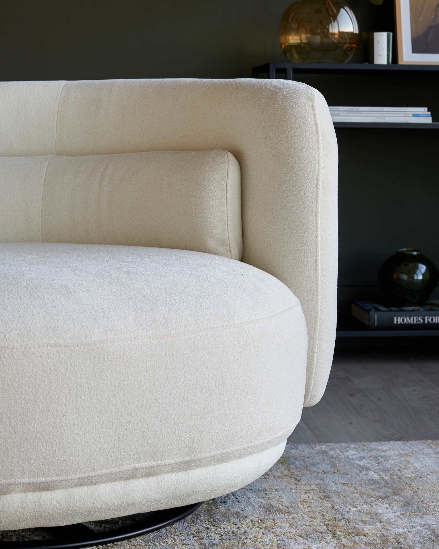 Henry Ivory Boucle Swivel Love Seat - Image 6