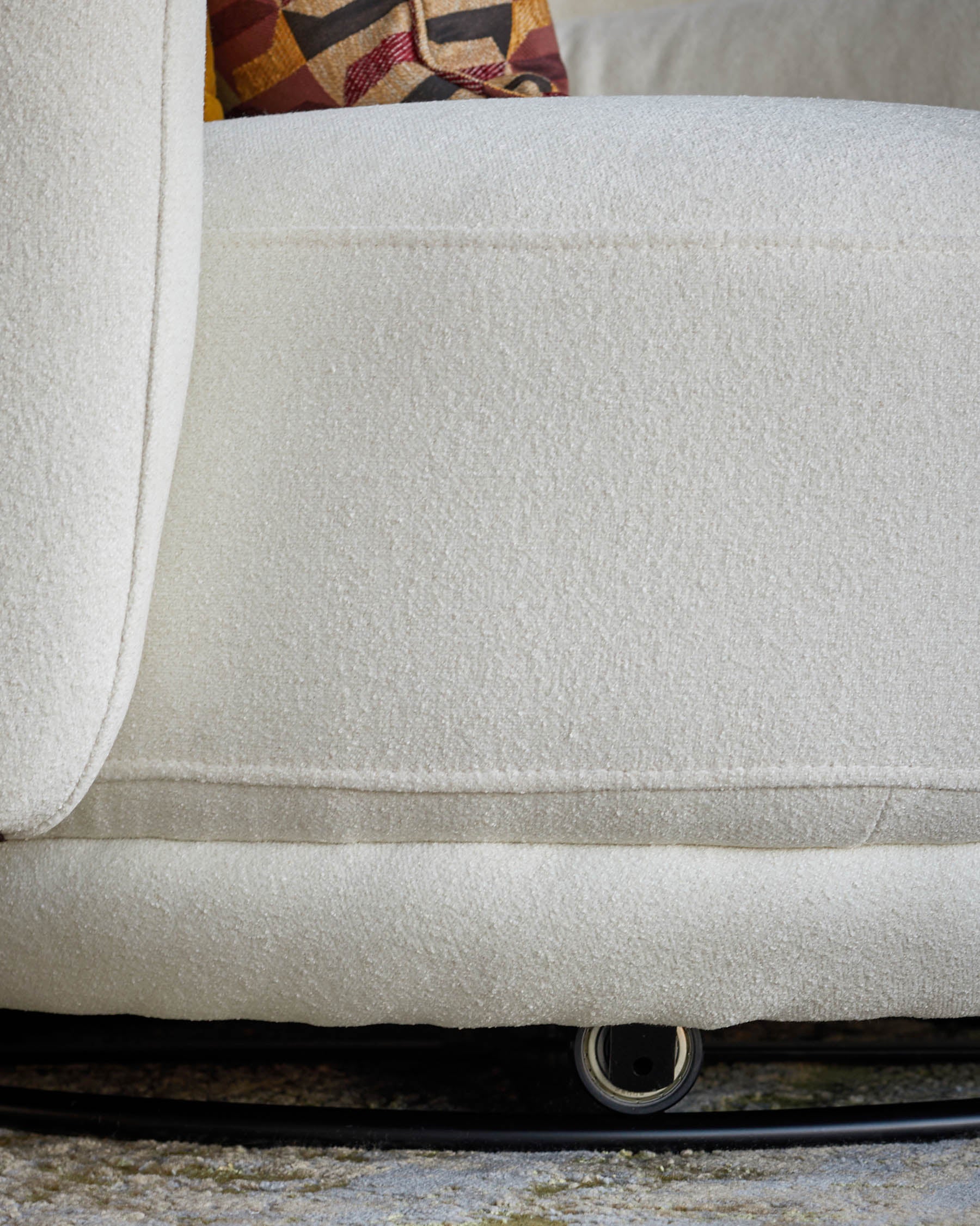 Henry Ivory Boucle Swivel Love Seat - Image 8