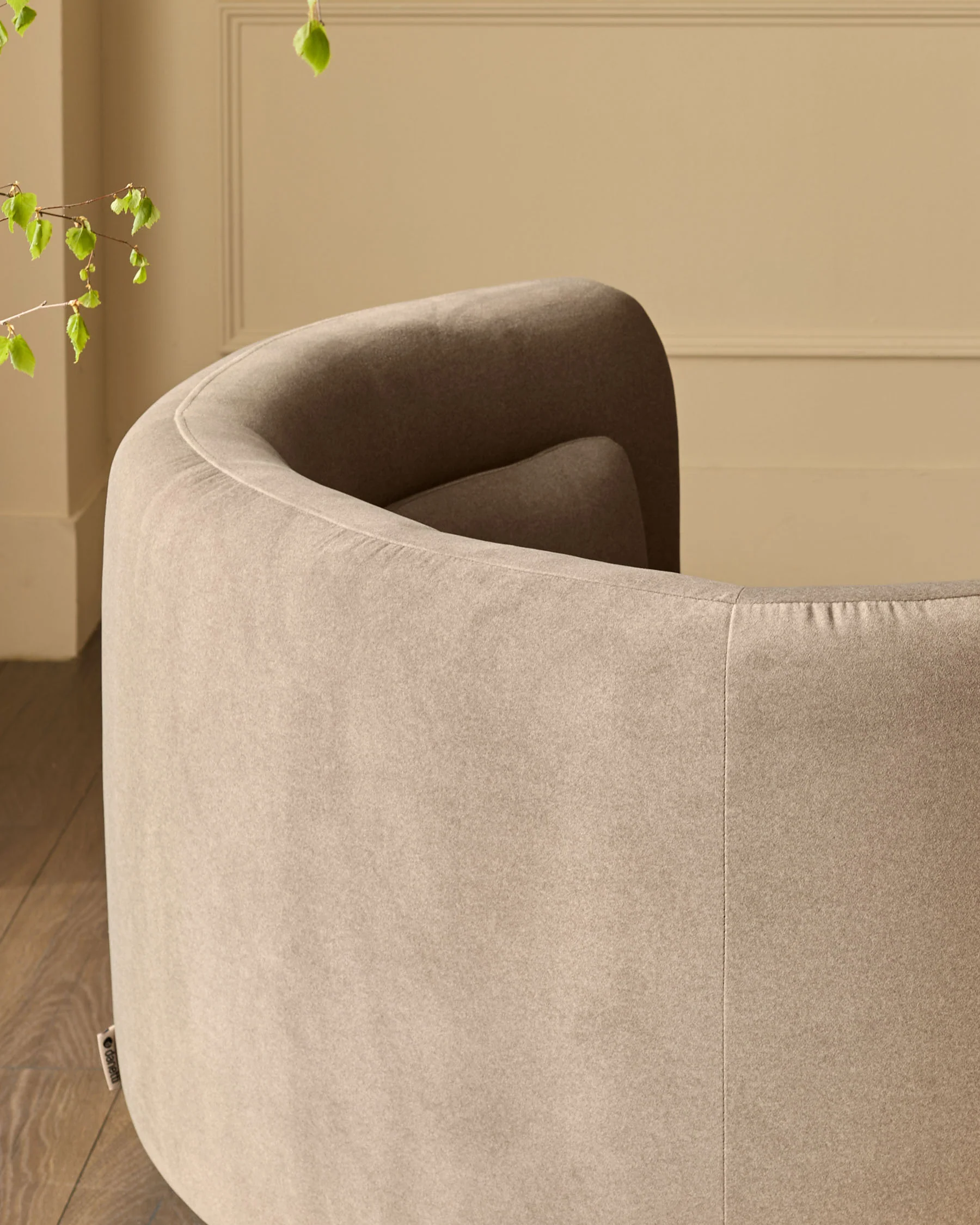 Henry mocha plush fabric swivel love seat - Image 5