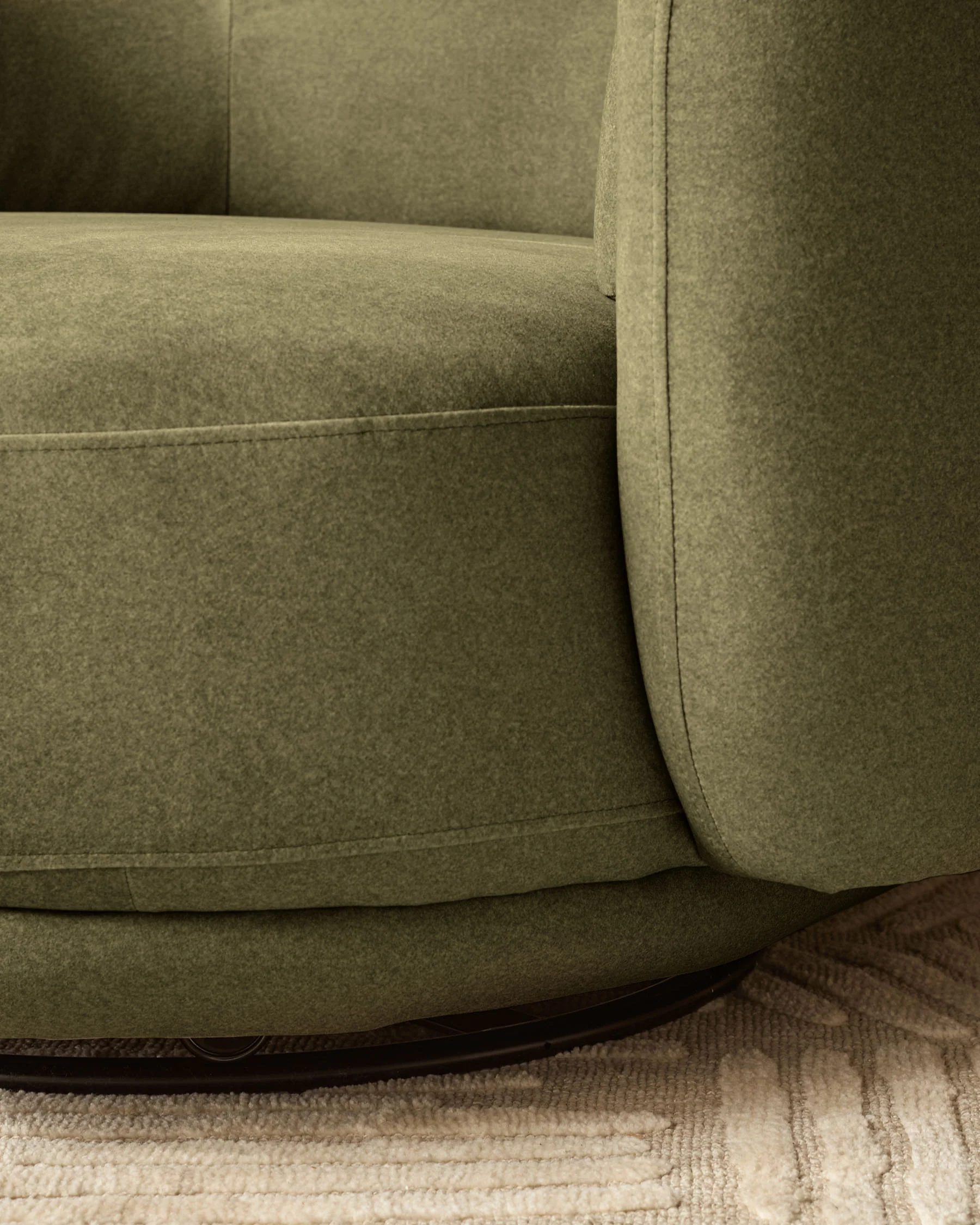 Henry olive green velvet love seat - Image 6