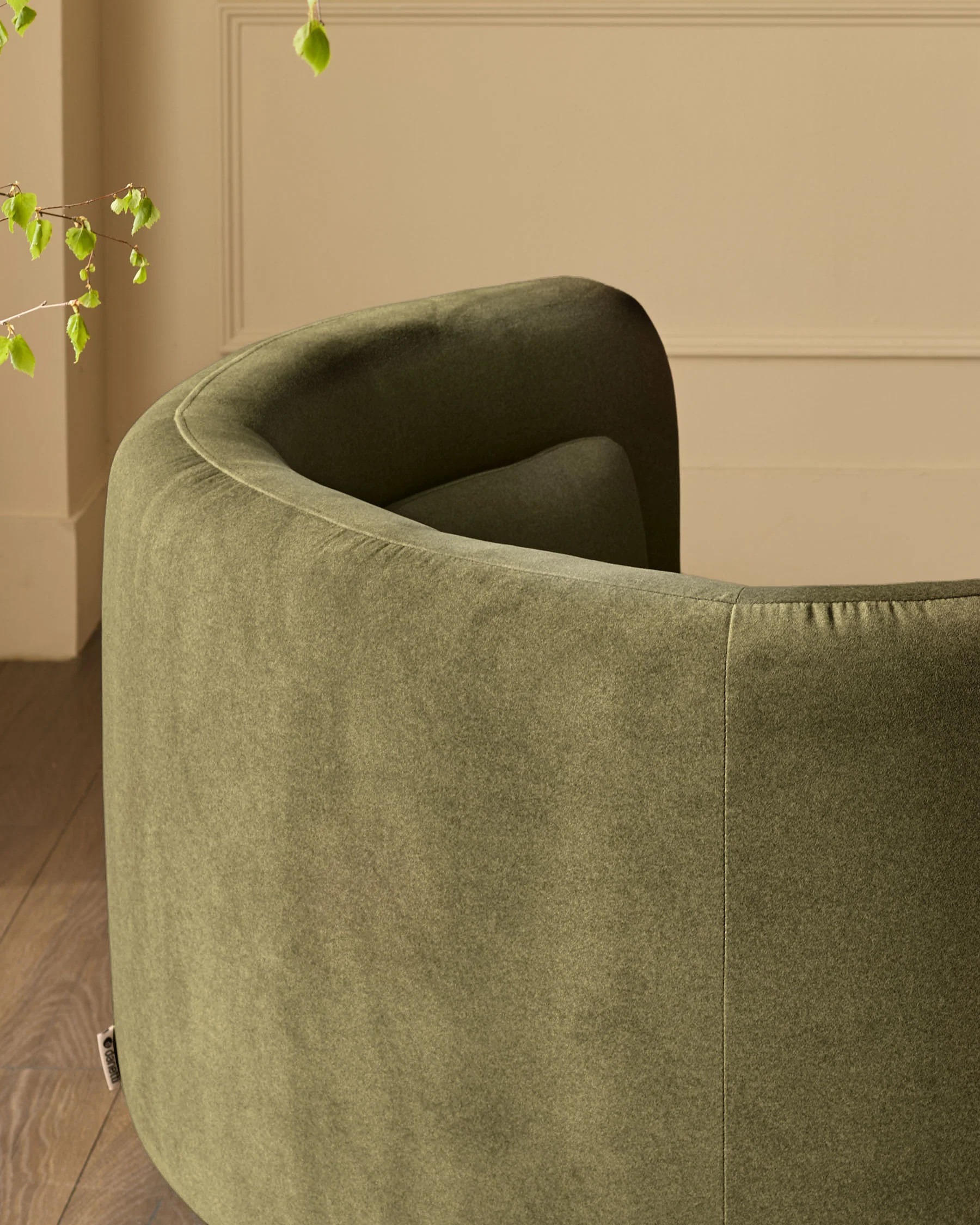 Henry olive green velvet love seat - Image 7