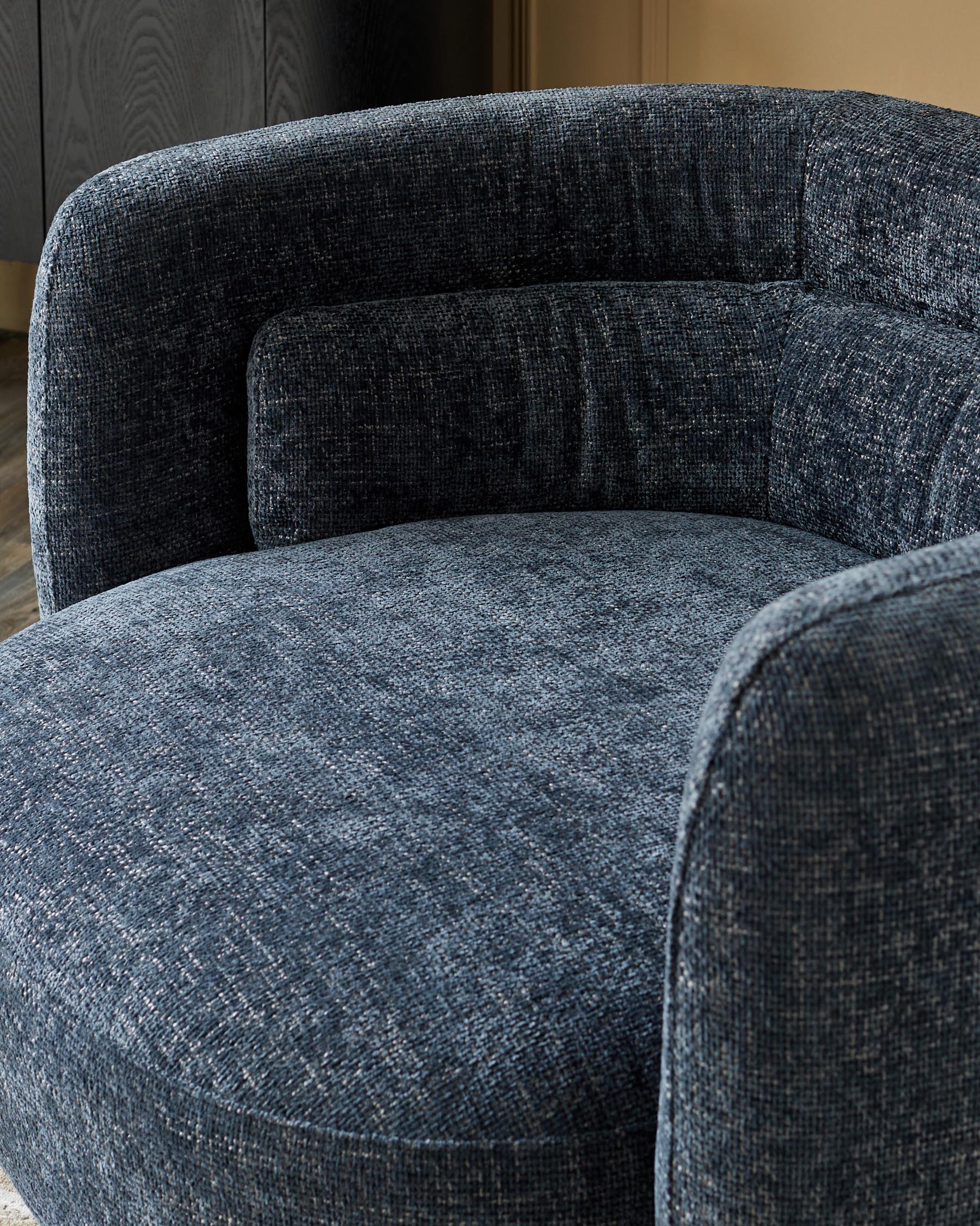 Henry Dark Blue Chunky Weave Swivel Love Seat - Image 3