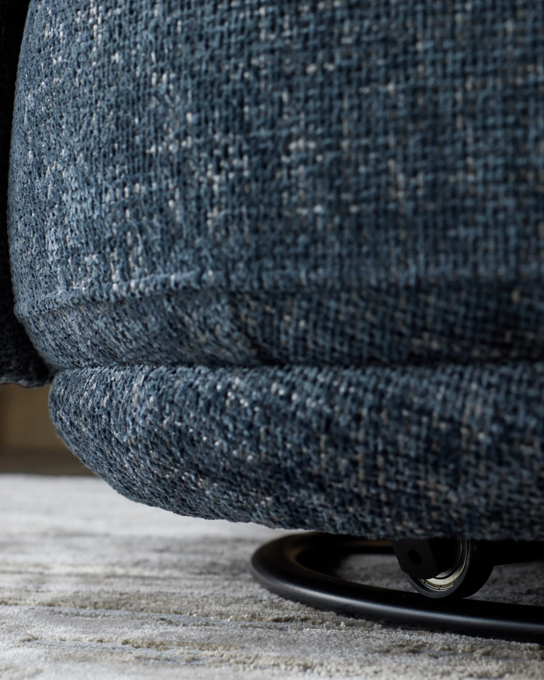 Henry Dark Blue Chunky Weave Swivel Love Seat - Image 5