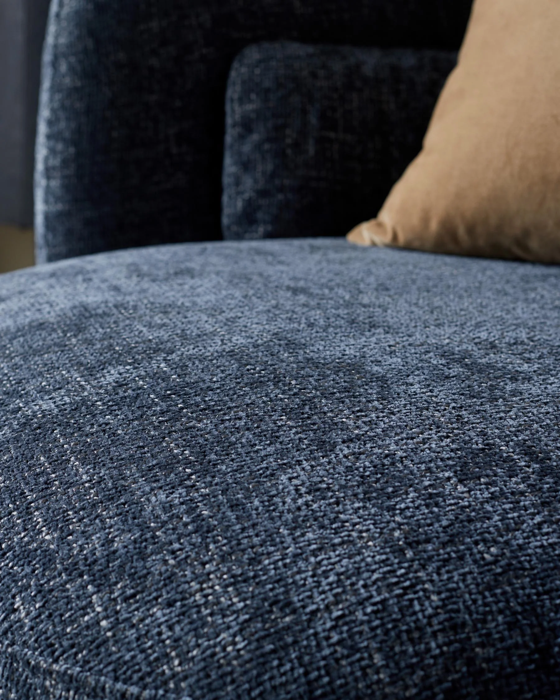 Henry Dark Blue Chunky Weave Swivel Love Seat - Image 6