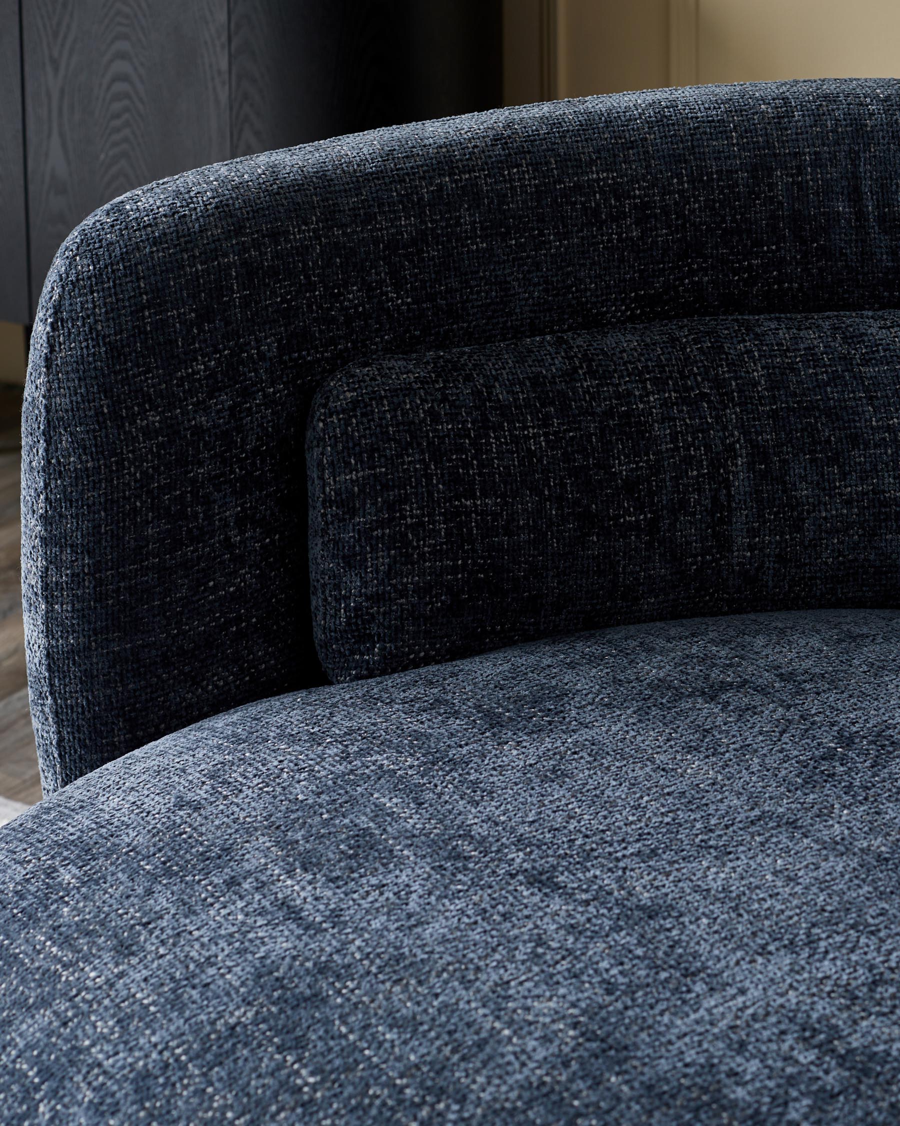 Henry Dark Blue Chunky Weave Swivel Love Seat - Image 8