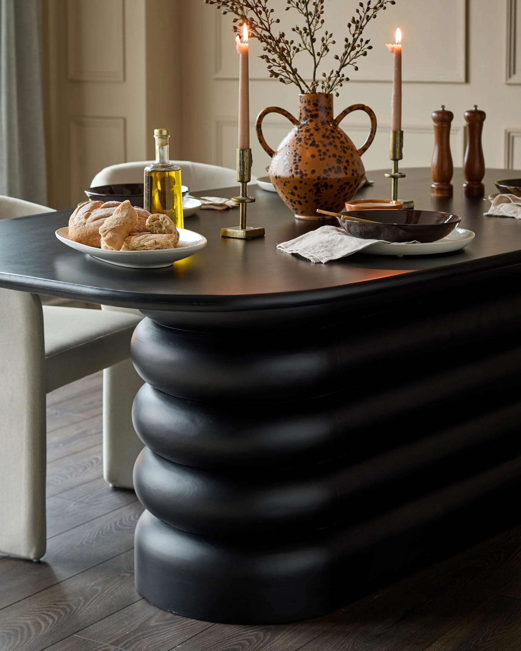 Hepworth black wood 8 seater dining table - Image 3