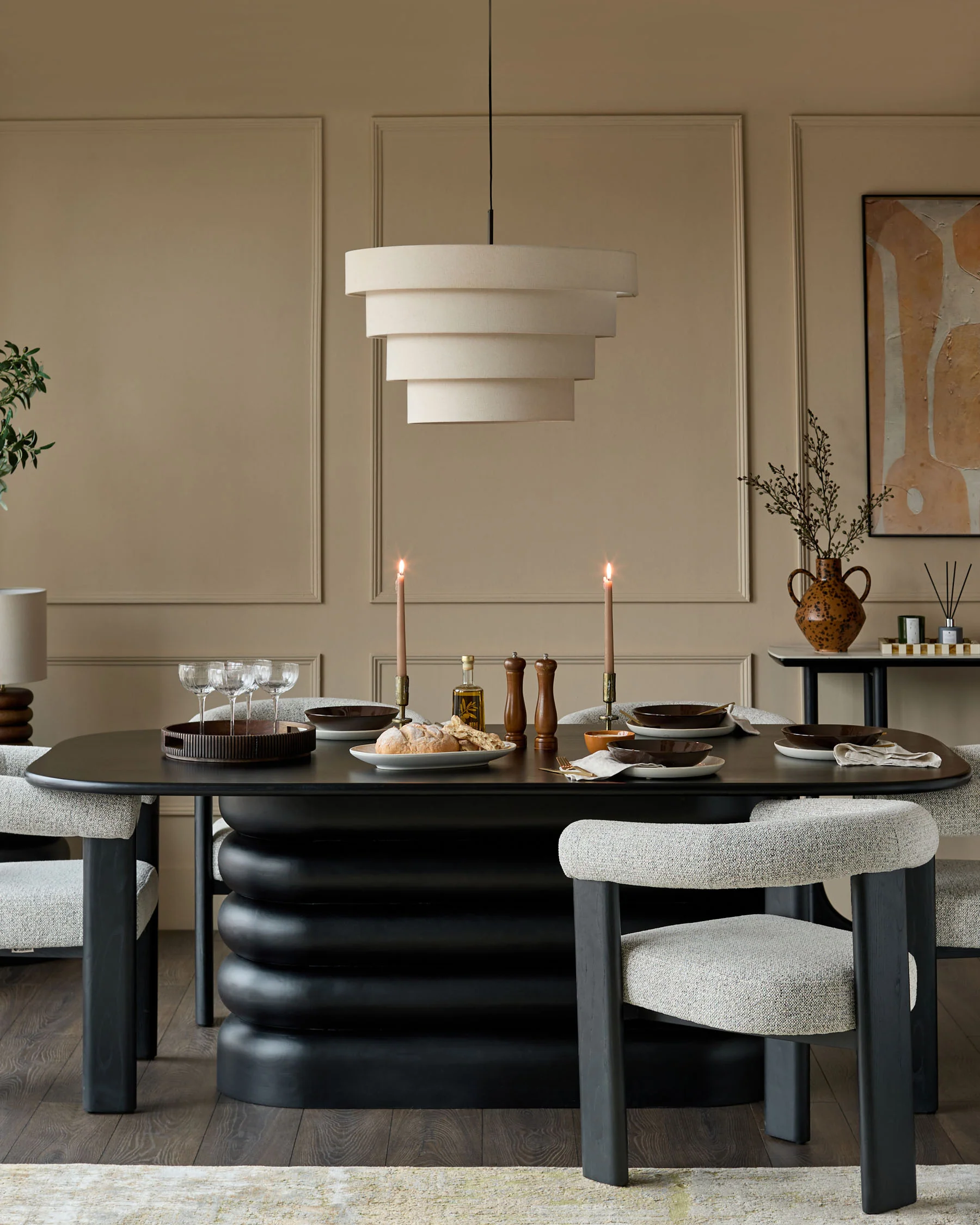Hepworth black wood 8 seater dining table - Image 4