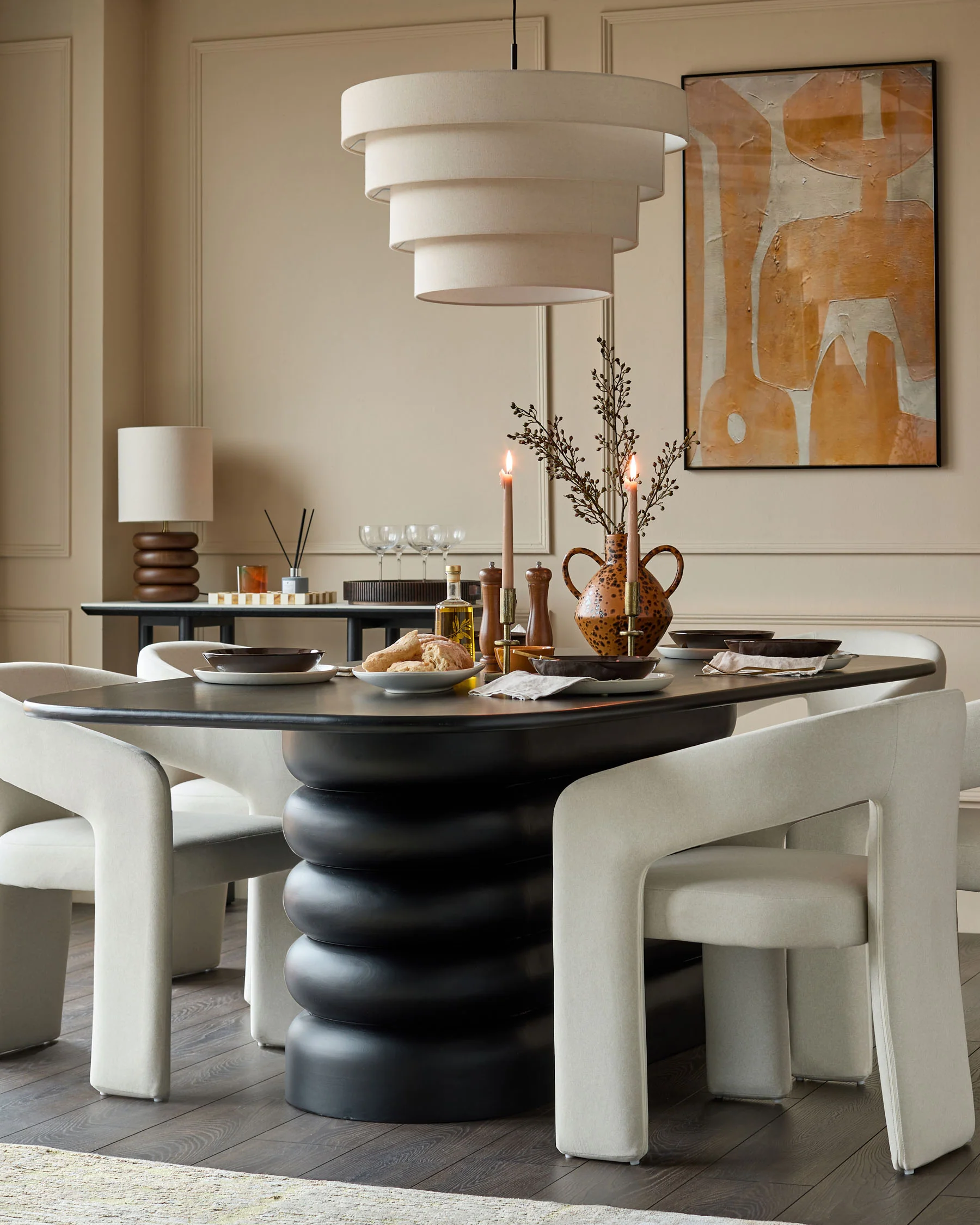 Hepworth black wood 8 seater dining table - Image 6