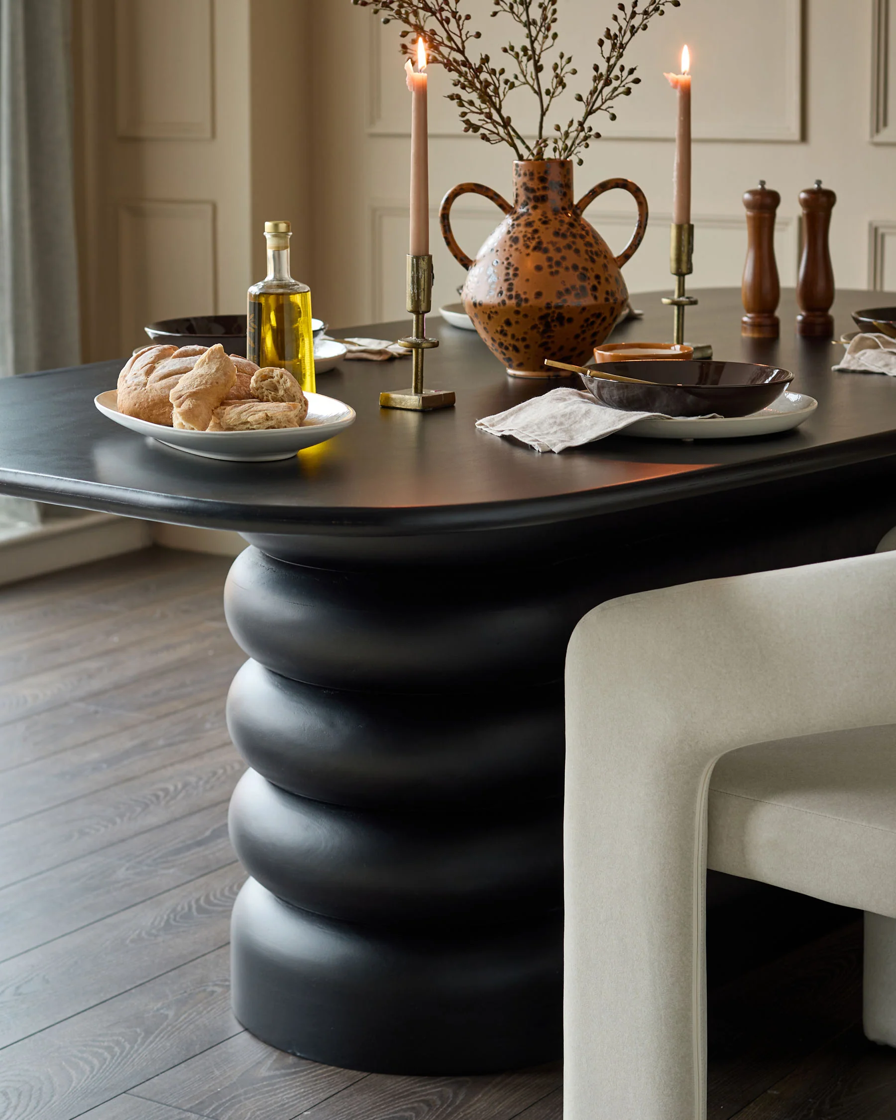 Hepworth black wood 8 seater dining table - Image 7