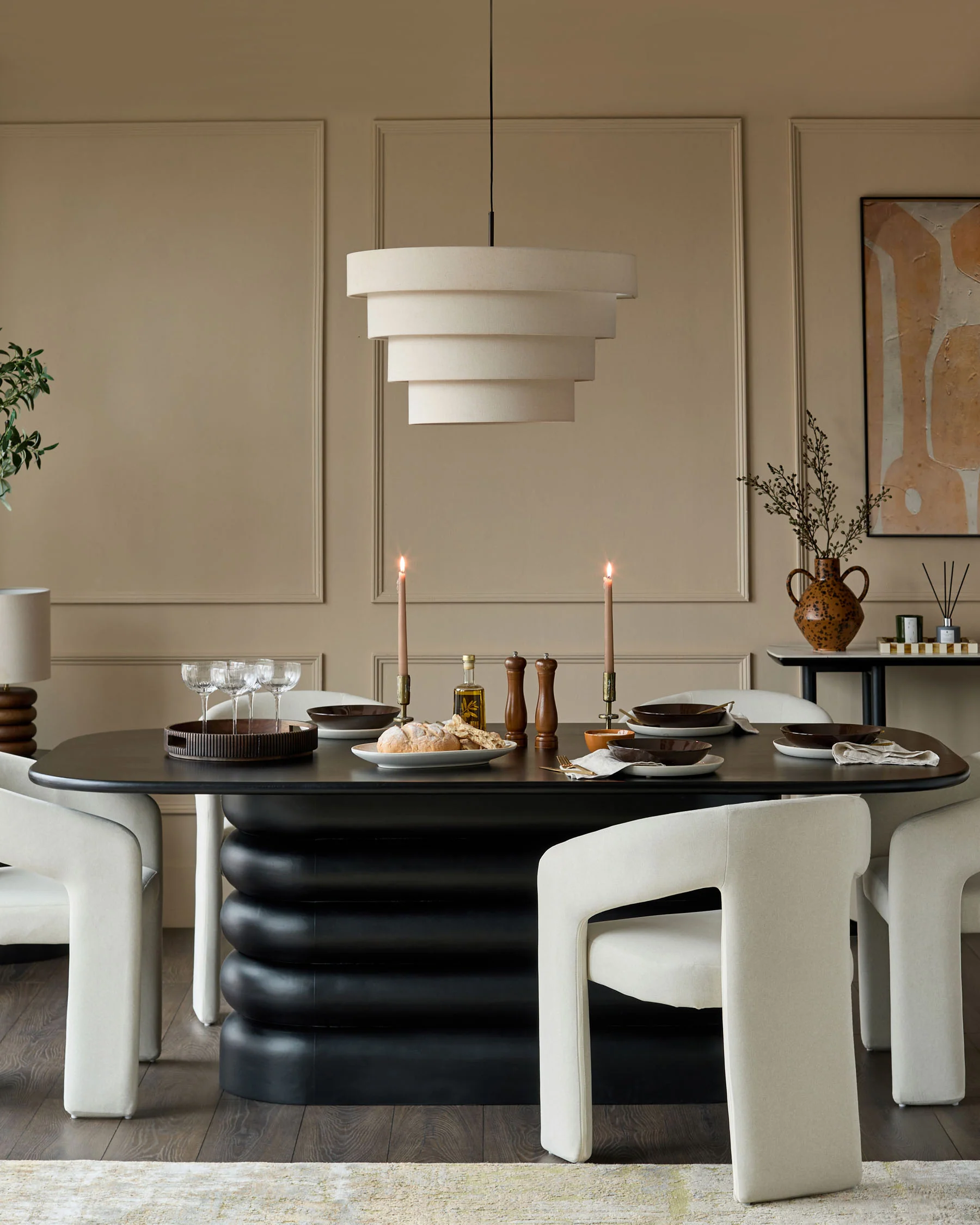 Hepworth black wood 8 seater dining table - Image 9