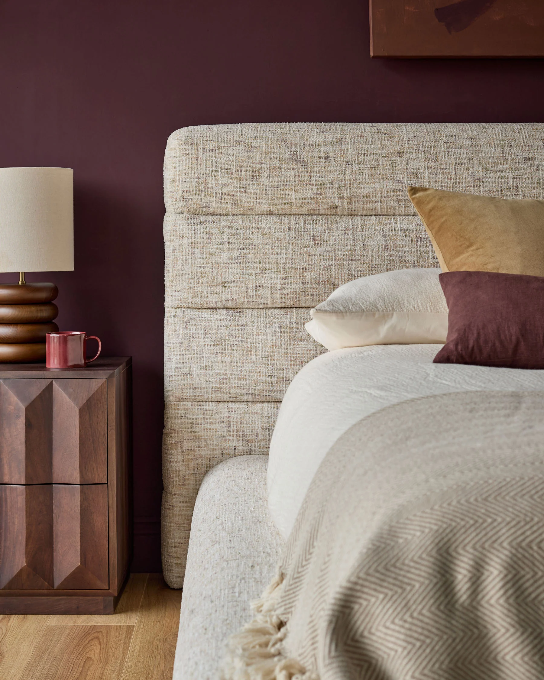 Hepworth natural chenille king size ottoman storage bed - Image 5