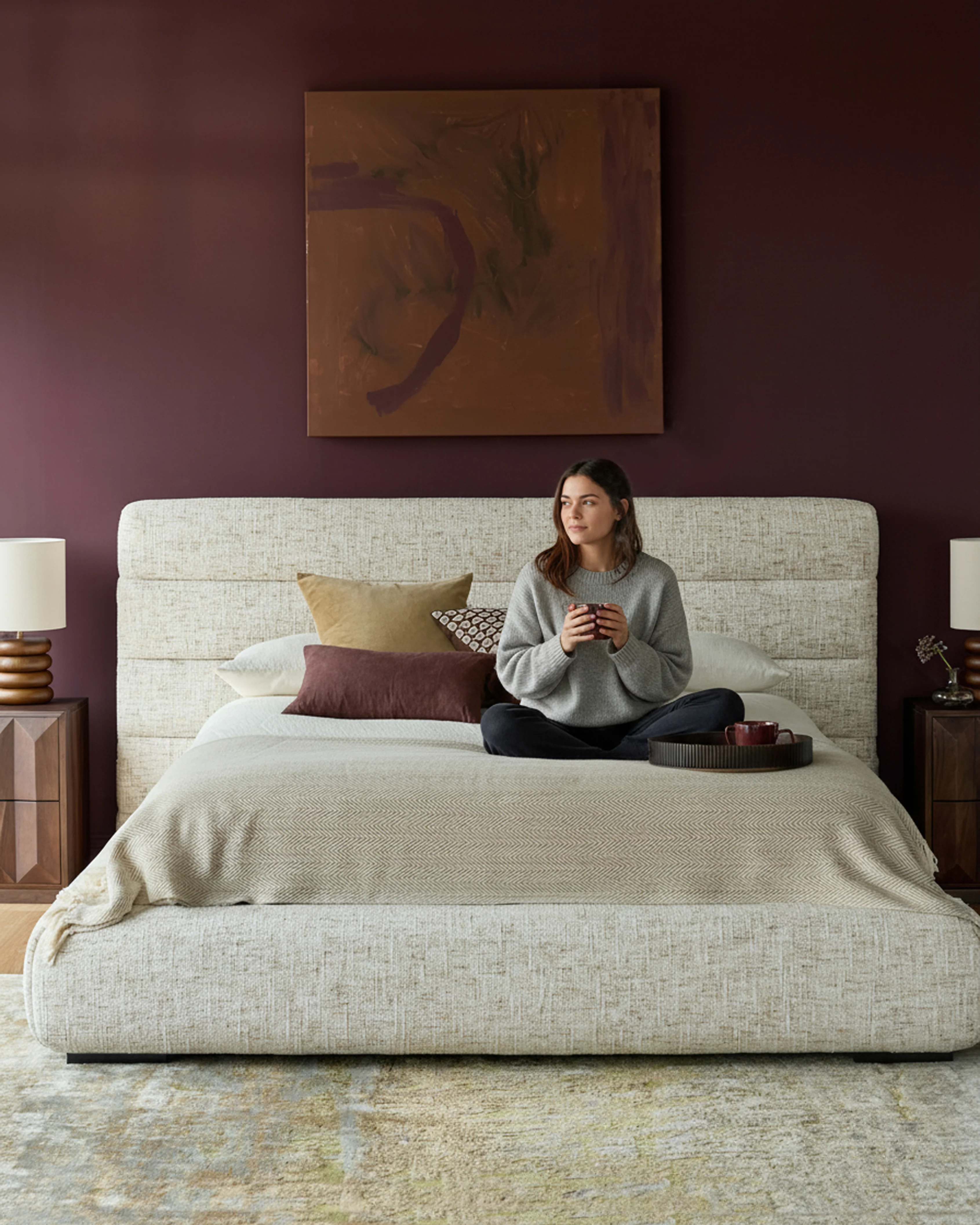 Hepworth natural chenille king size ottoman storage bed - Image 8