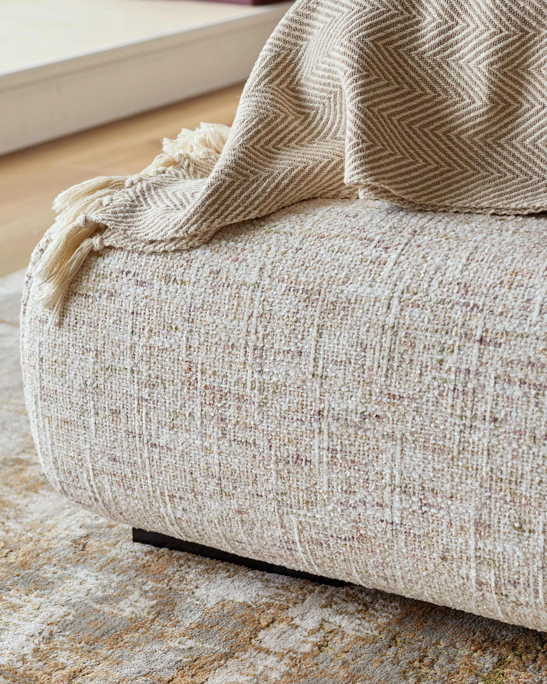 Hepworth natural chenille king size ottoman storage bed - Image 9