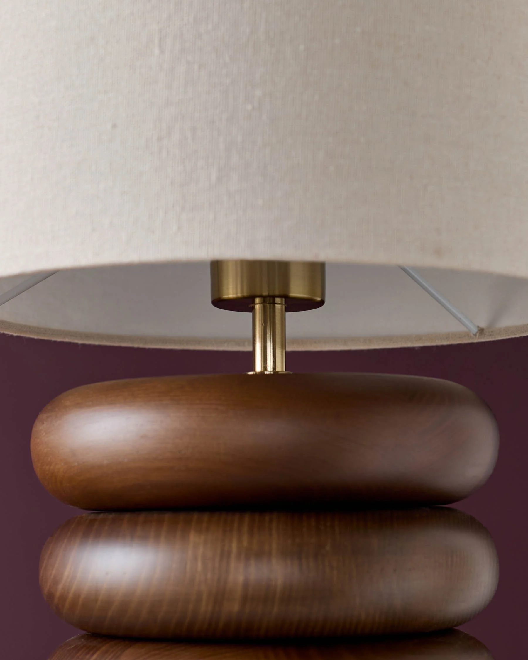 Hepworth natural linen and dark wood table lamp - Image 5