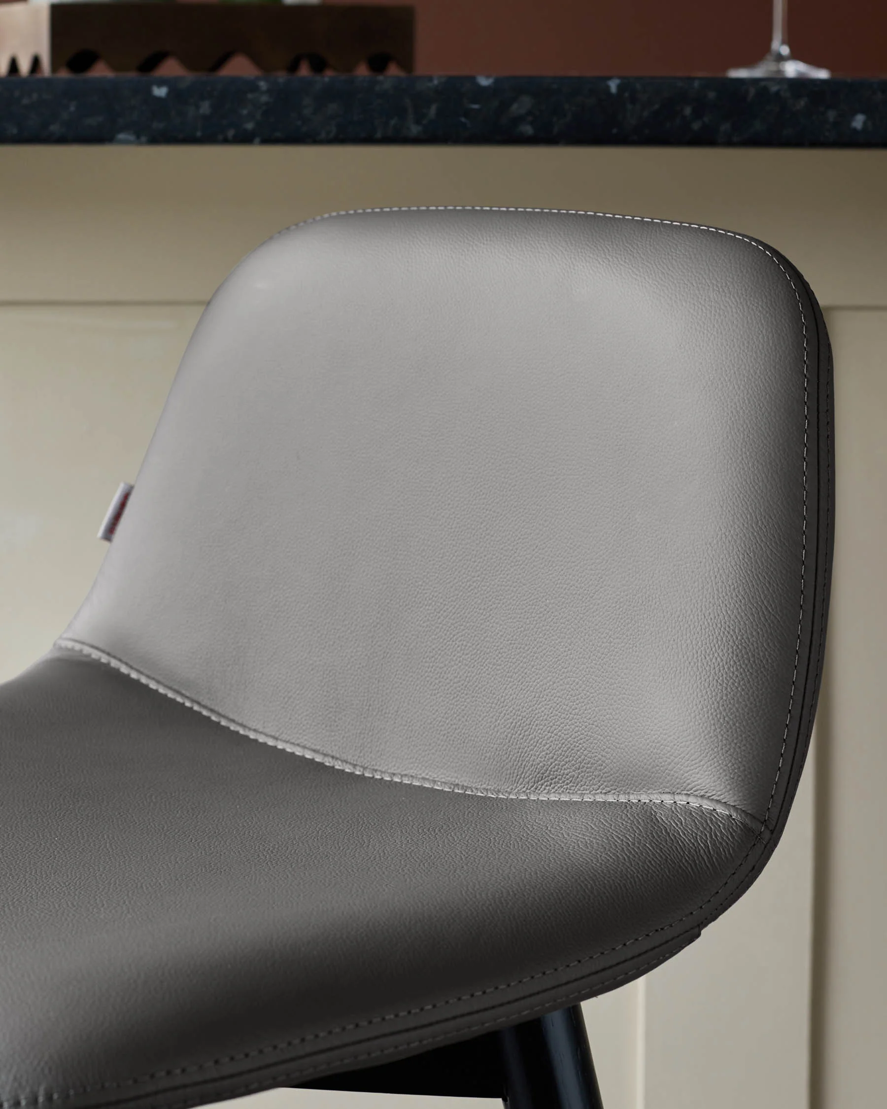 Hudson Dark Grey Leather Bar Stool - Image 6