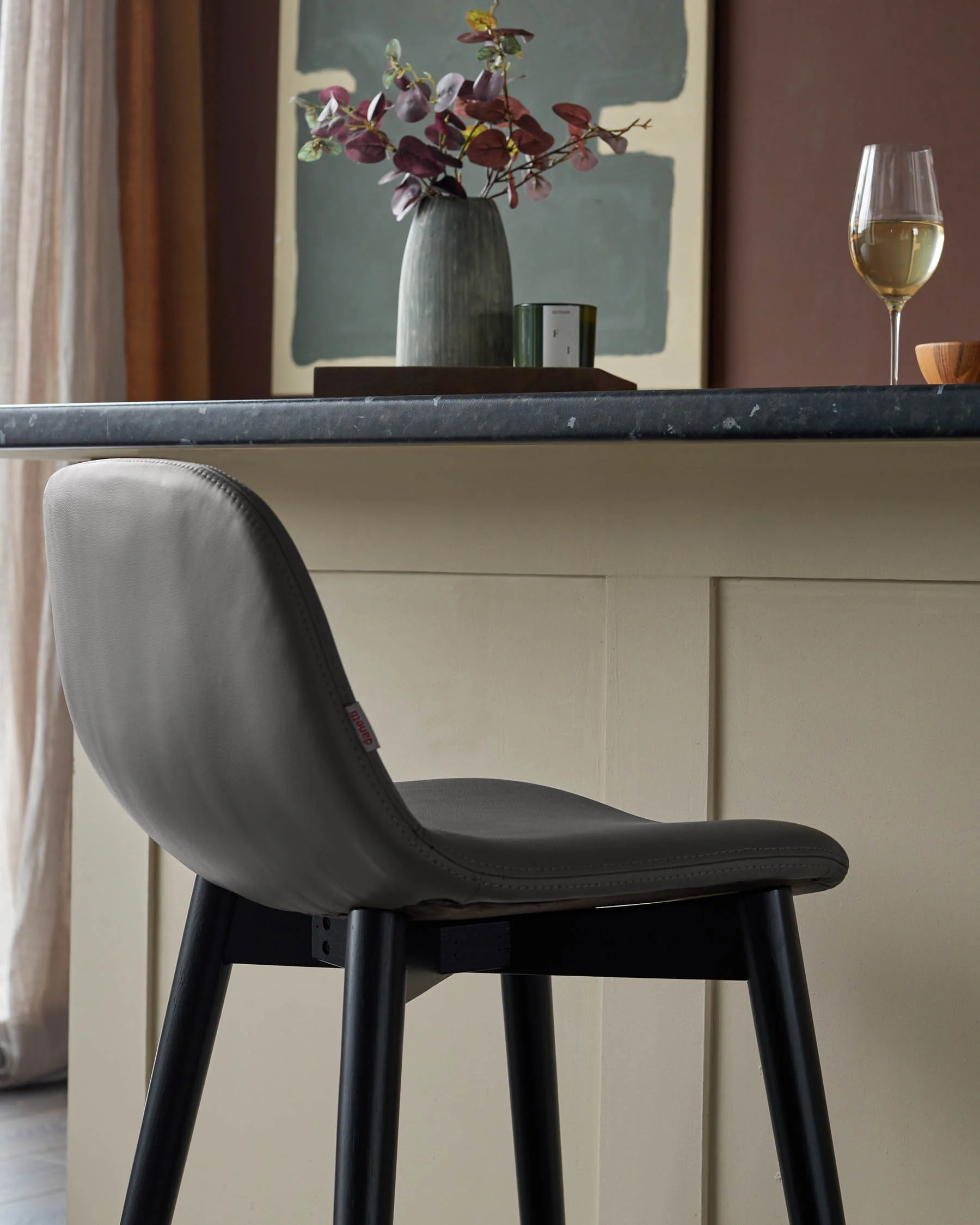 Hudson Dark Grey Leather Bar Stool - Image 8