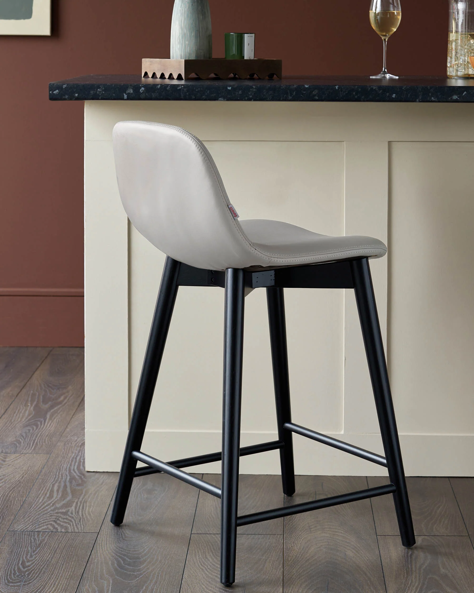 Hudson Light Grey Leather Bar Stool - Image 3