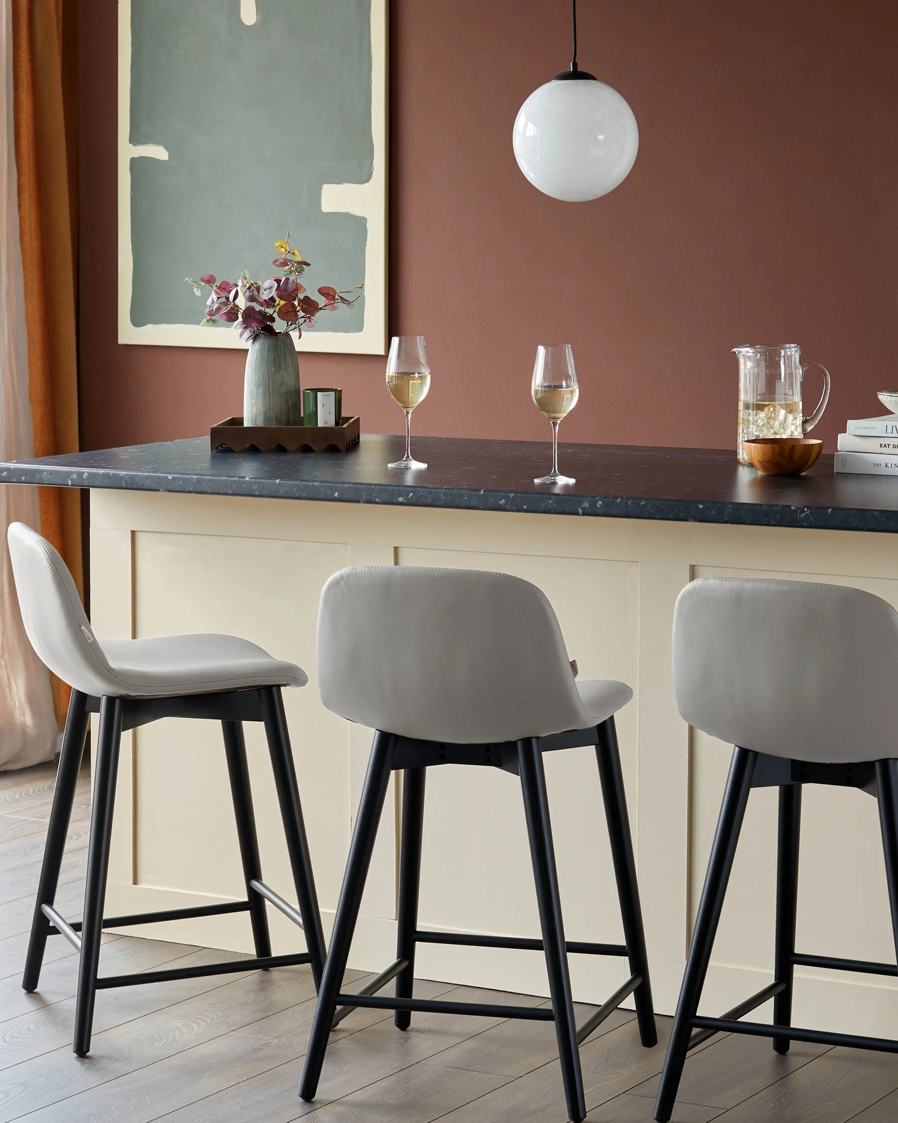 Hudson Light Grey Leather Bar Stool - Image 4