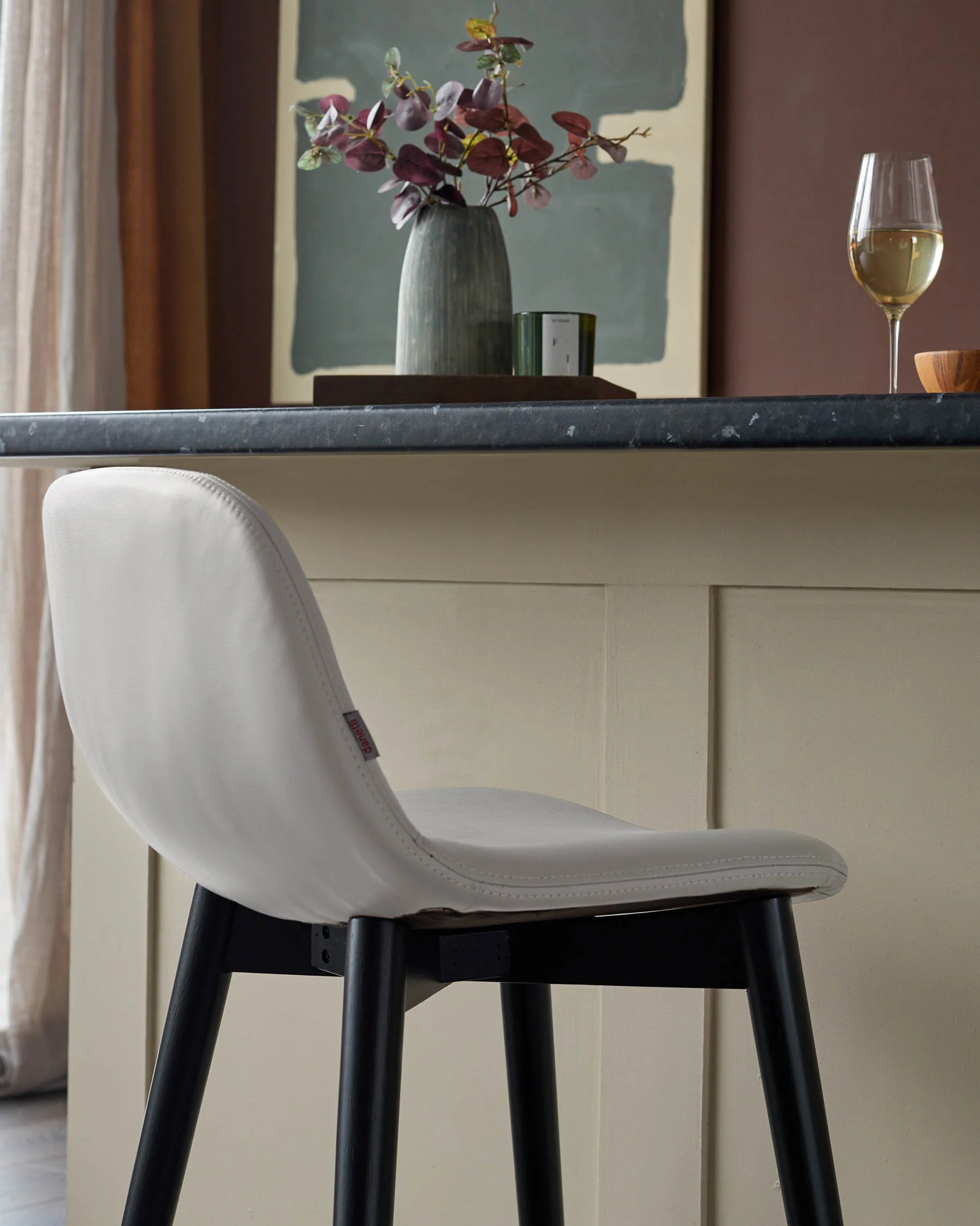 Hudson Light Grey Leather Bar Stool - Image 8