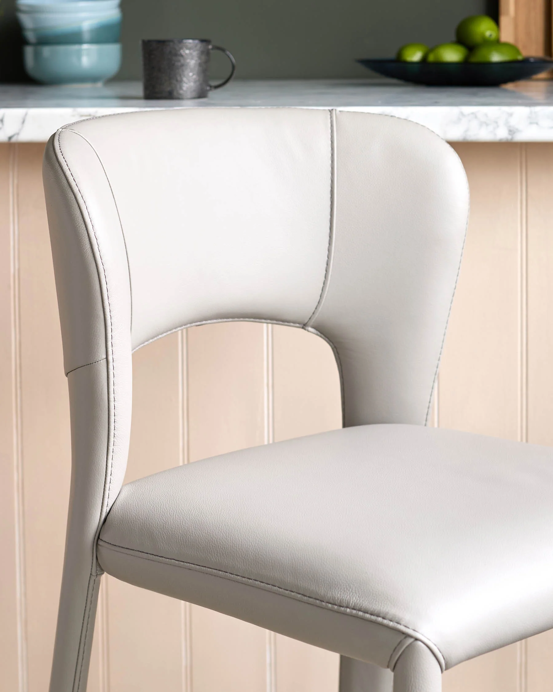 Jackson light grey leather bar stool - Image 6