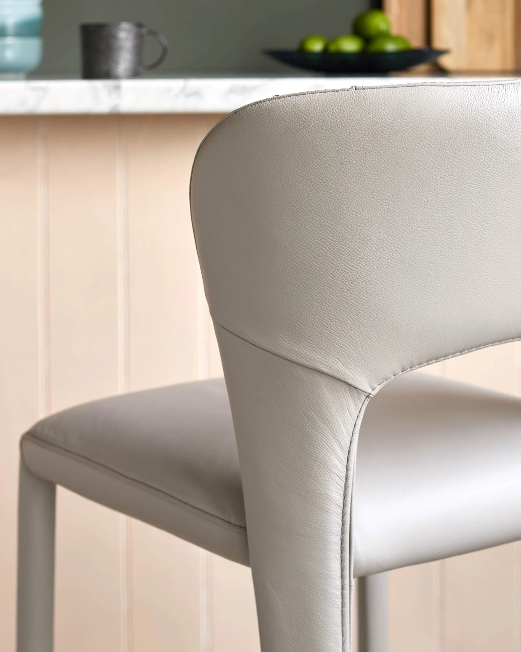 Jackson light grey leather bar stool - Image 9
