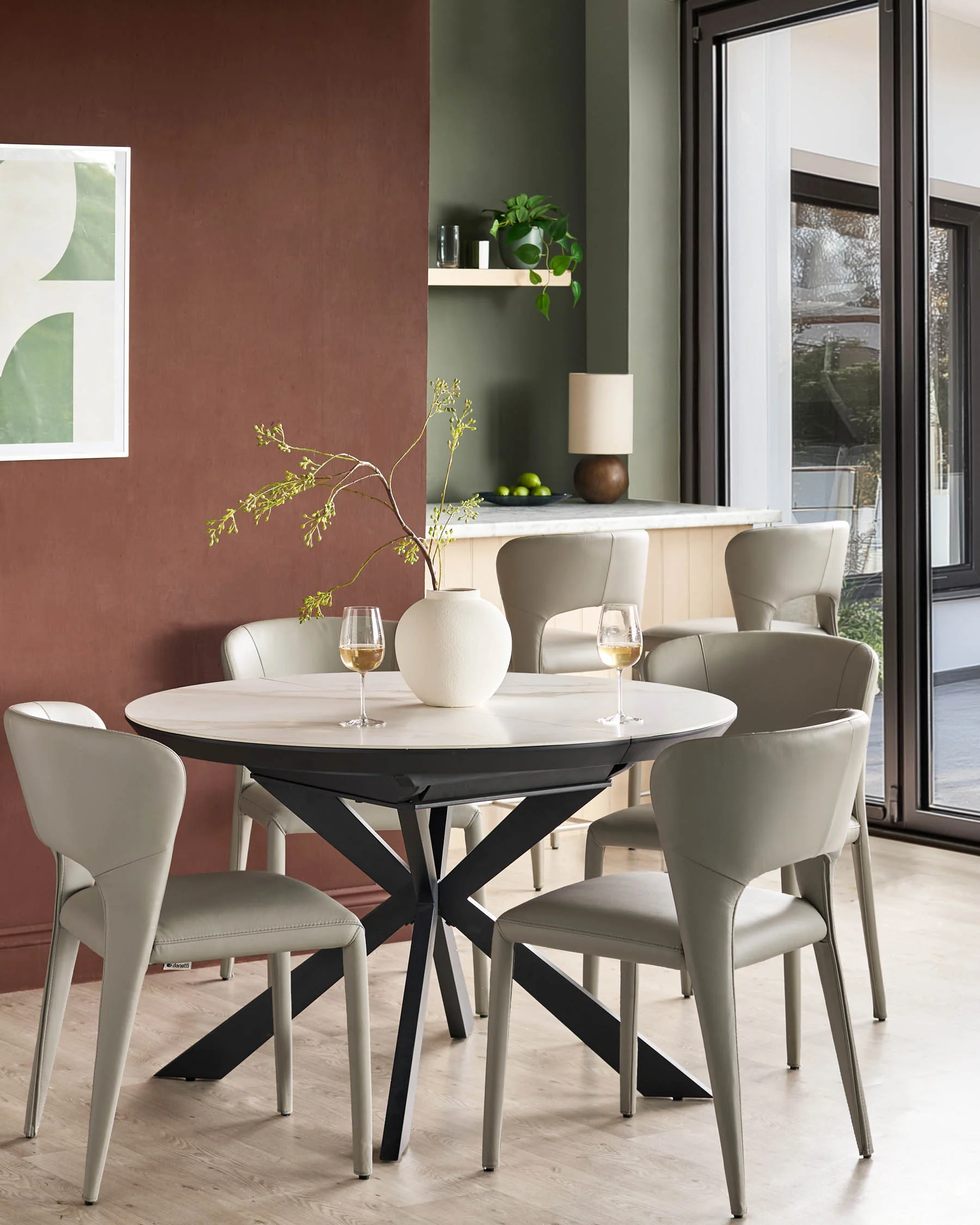 Jackson light grey leather dining chair - Image 2